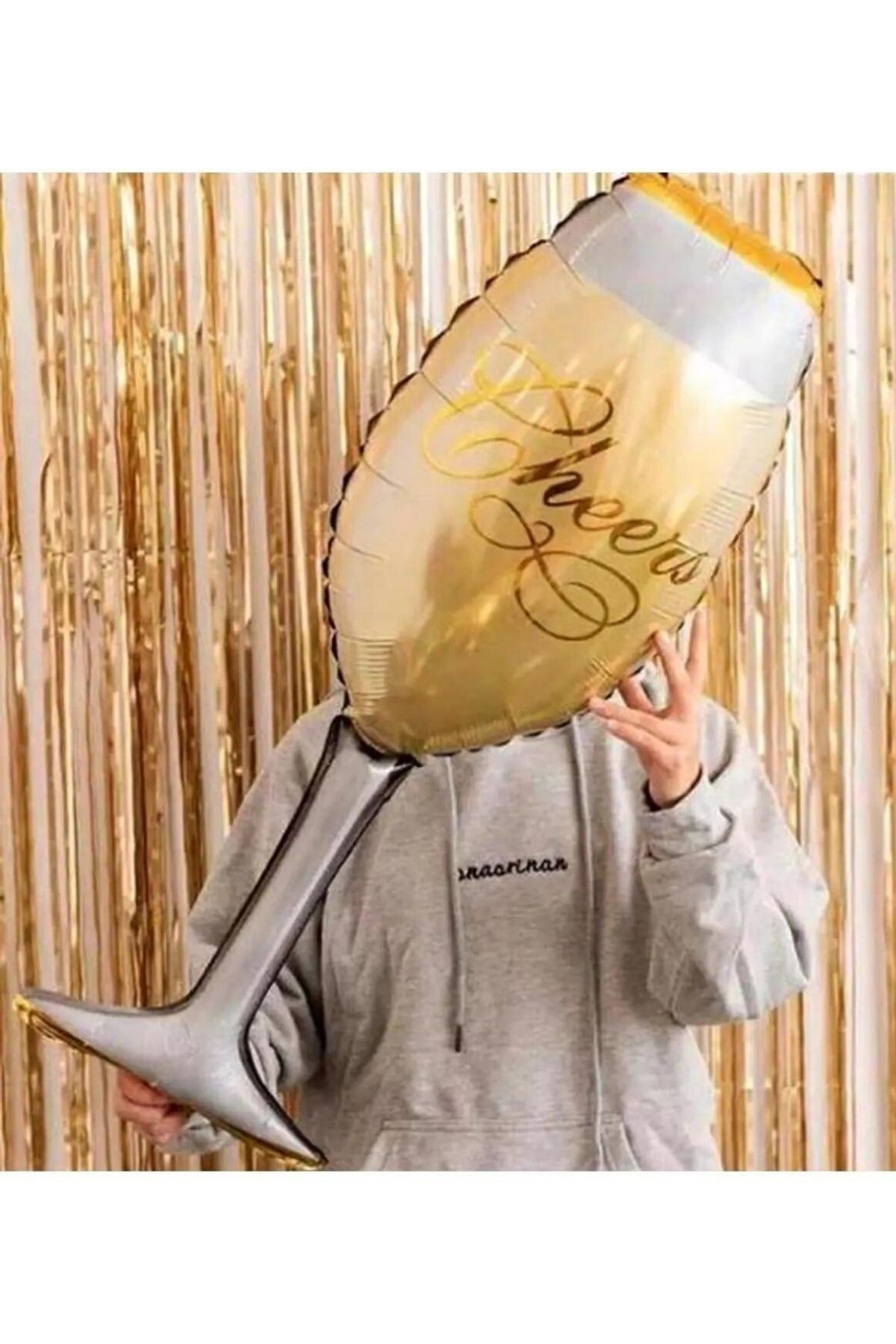 Cheers! Şerefe Folyo Balon Gold 92x37 Cm Bride To Be Bekarlığa Veda Kadeh Şampanya Bardağı Şişe