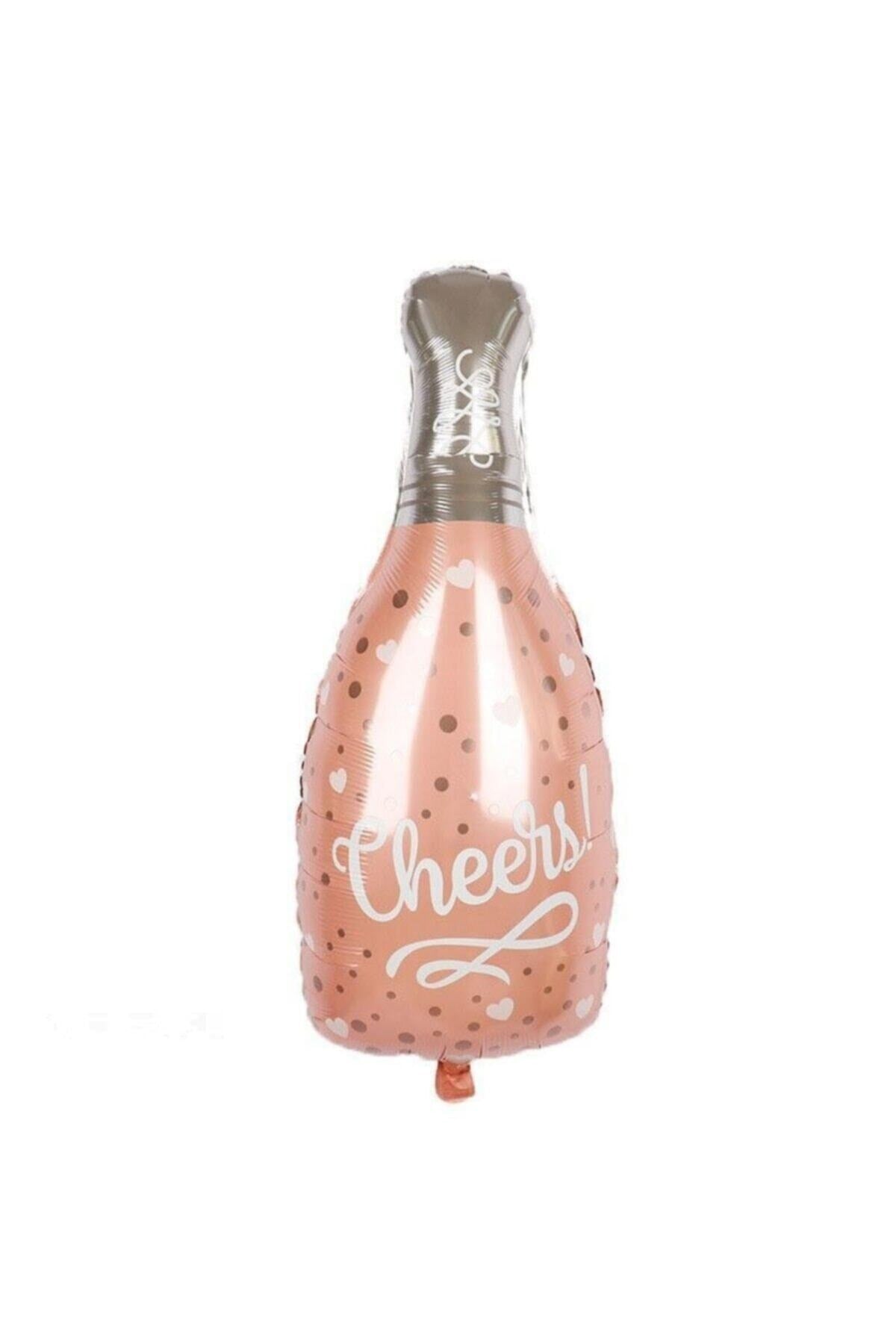 Cheers! Yazılı Şampanya Şerefe Folyo Balon Rose Gold Renk 100x48 Cm Bride To Be Bekarlığa Veda Şişe