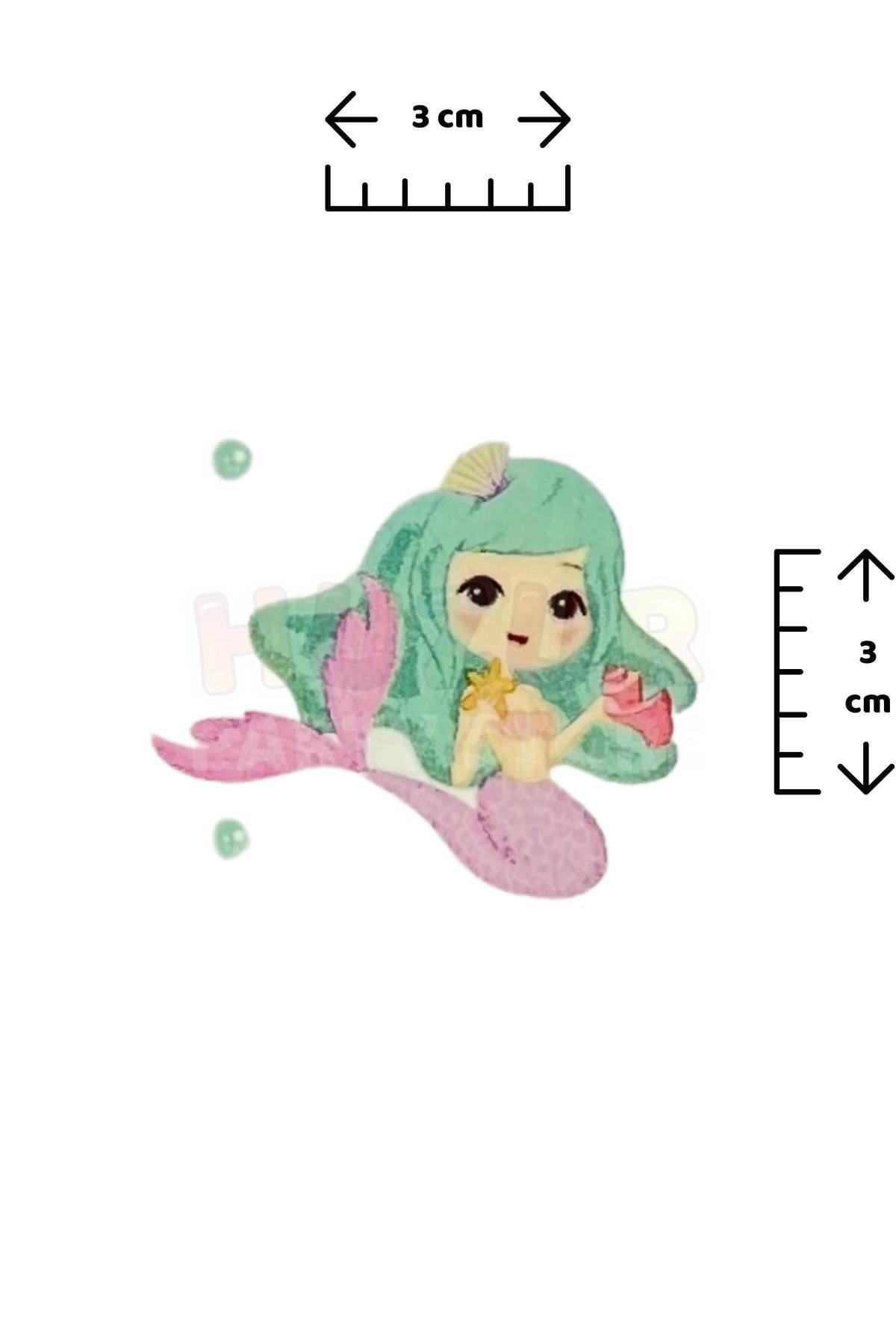 Deniz Kızı 9 Adet Geçici Çocuk Dövmesi Doğum Günü Parti Renkli Tattoo Dövme Little Mermaid Konsepti