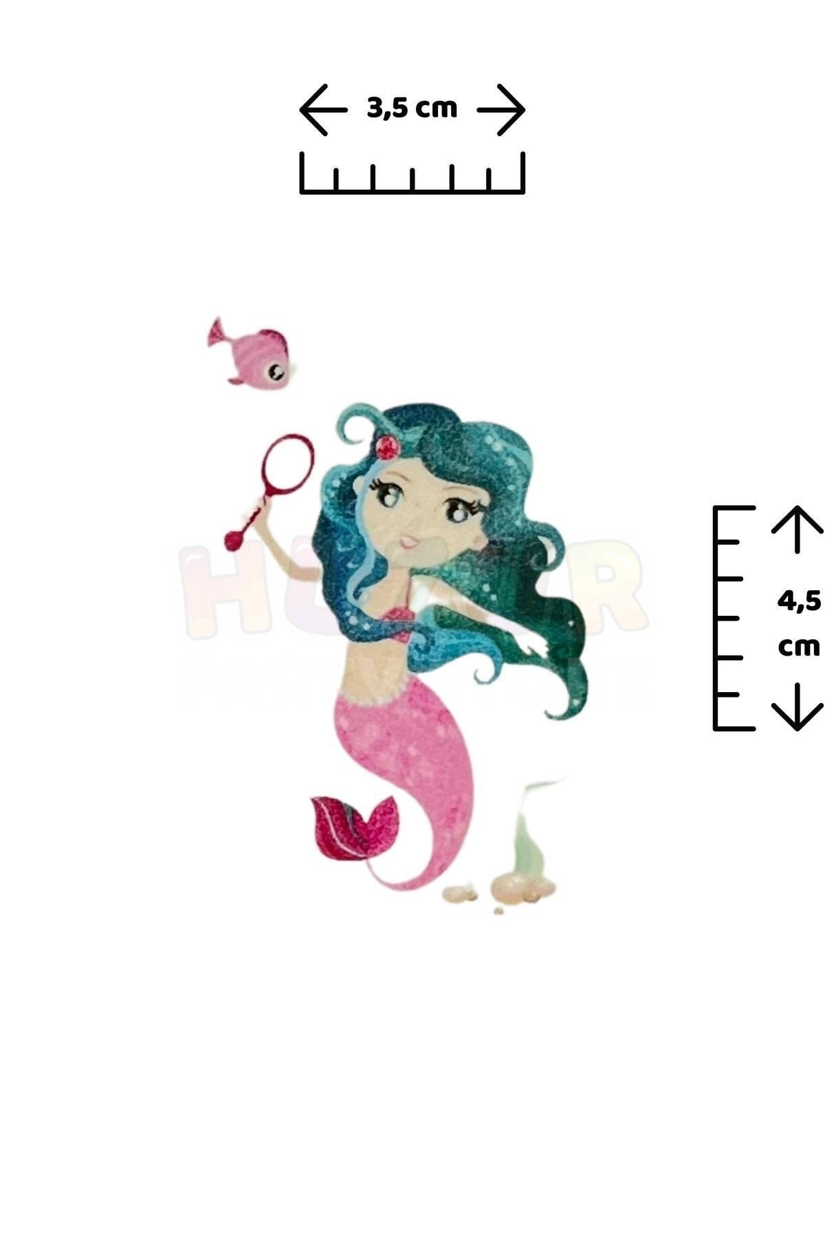 Deniz Kızı 9 Adet Geçici Çocuk Dövmesi Doğum Günü Parti Renkli Tattoo Dövme Little Mermaid Konsepti