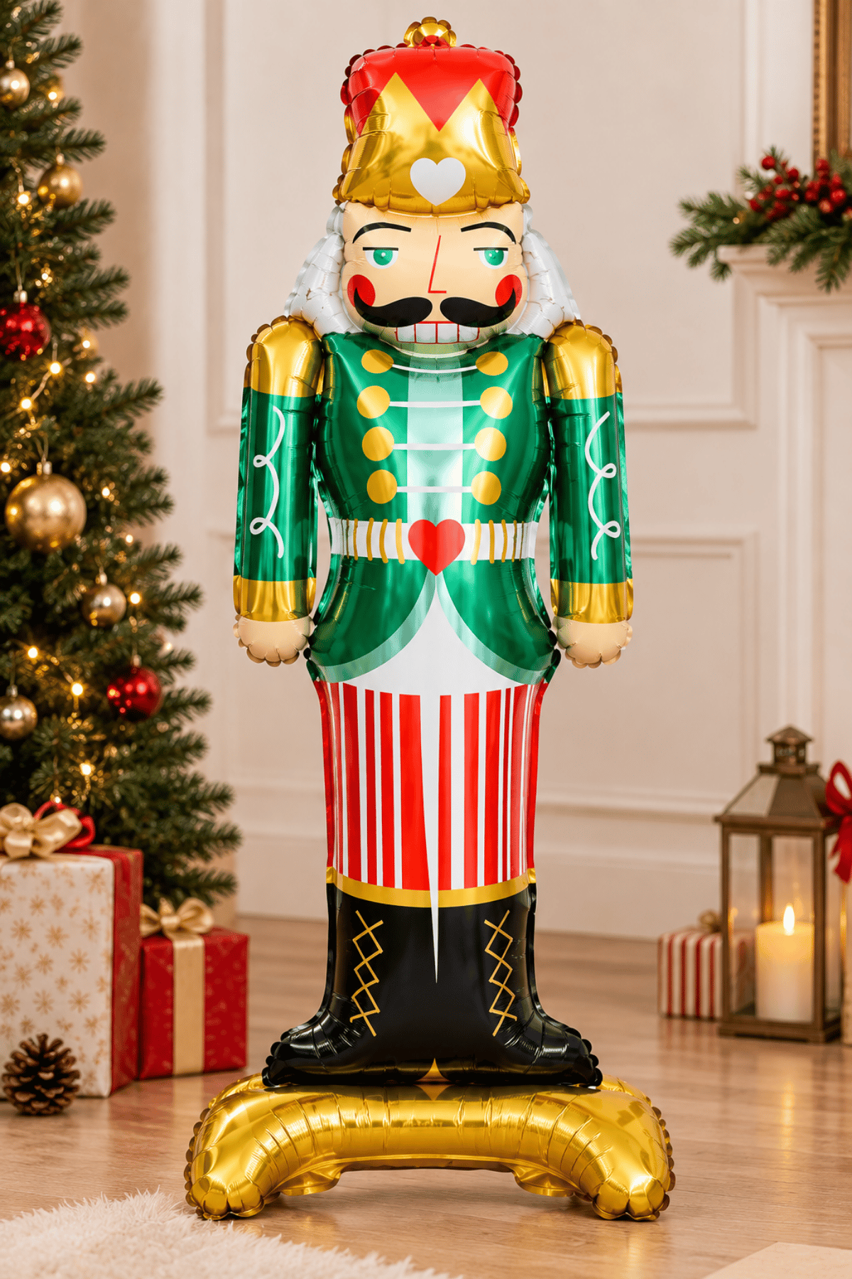 Dev Yeşil Kurşun Asker Folyo Balon 120x58 Cm Yılbaşı Balonu Fındıkkıran Nutcracker Şekilli Dekor Süs