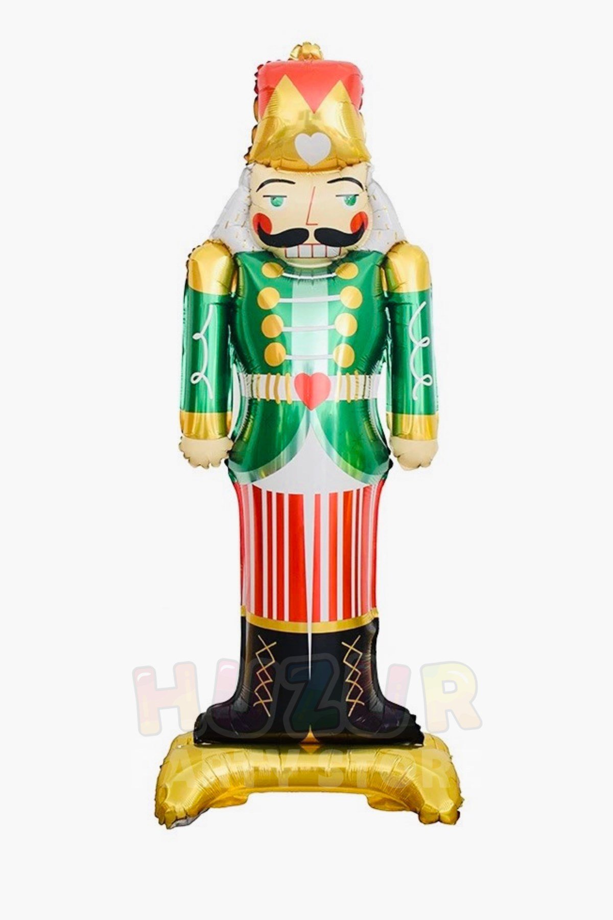 Dev Yeşil Kurşun Asker Folyo Balon 120x58 Cm Yılbaşı Balonu Fındıkkıran Nutcracker Şekilli Dekor Süs