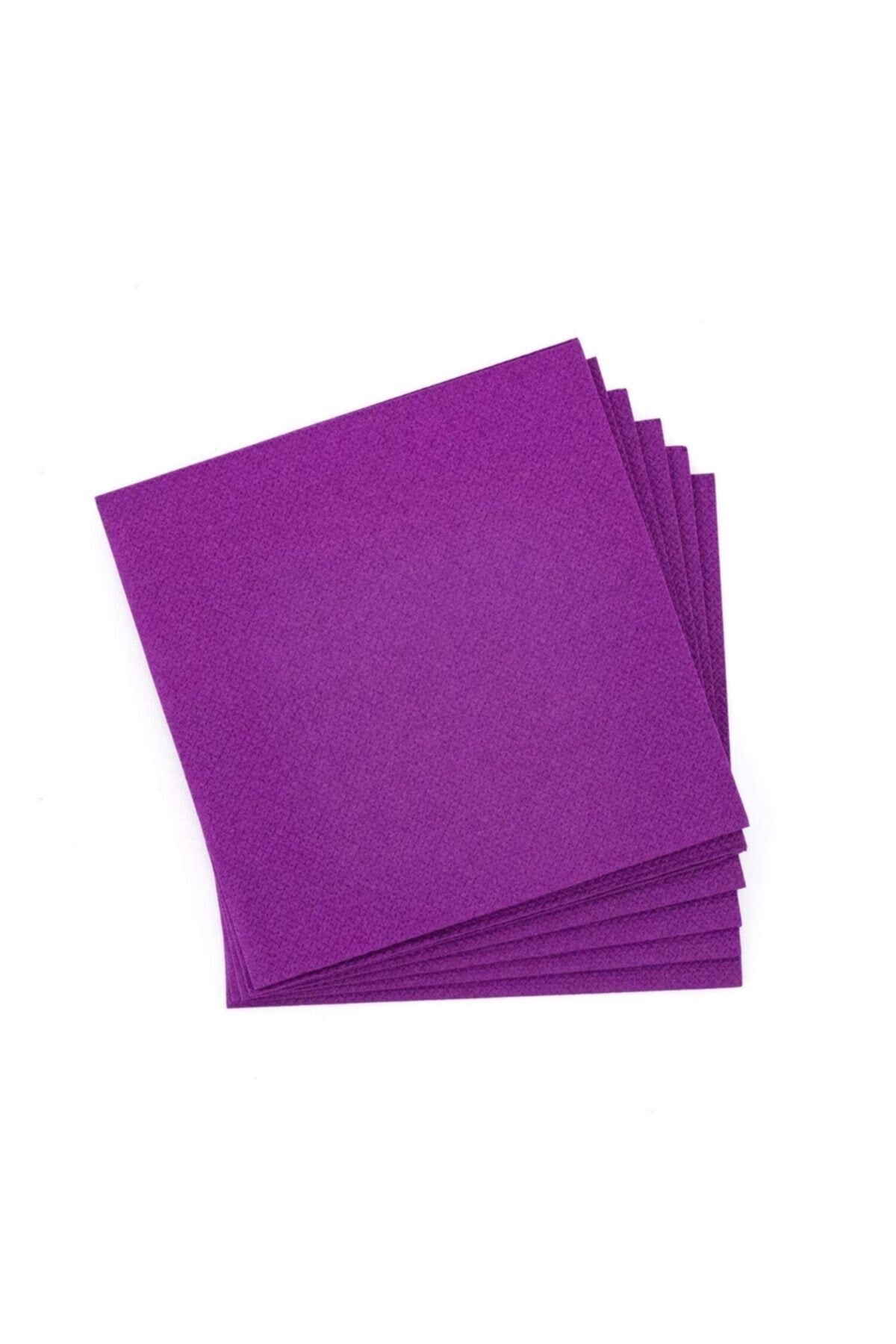 Düz Mor Renkli Peçete Sunumluk 16 Adet Dekoratif Estetik Doğum Günü Parti Konsepti 16x16 Cm