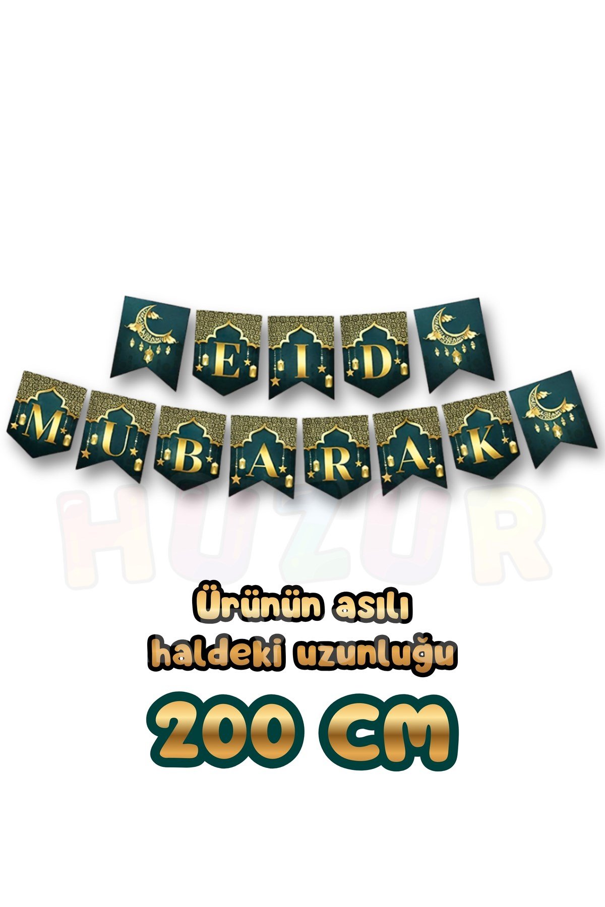 Eid Mubarak Yazılı Asmalı Banner 200 Cm Hoşgeldin Ramazan Bayramı Mübarek Dini Süs İslami Süsleri