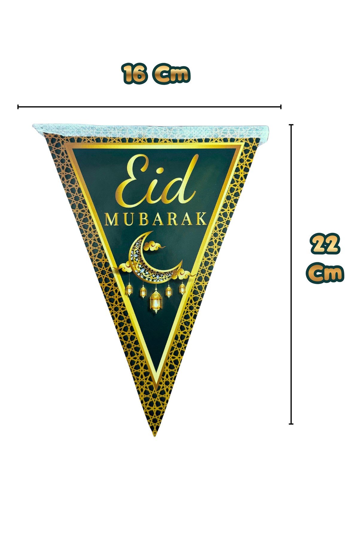 Eid Mubarak Yazılı Flama 10 Bayrak 160 Cm Hoşgeldin Ramazan Bayramı Süsleri Mübarek Dini İslami Süsü