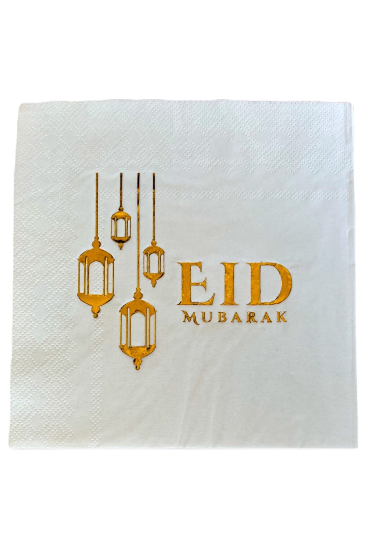 Eid Mubarak Yazılı Gold Yaldızlı Peçete 16lı 16x16 Cm Altın Varaklı Ramazan Bayram Temalı Dini Süsü