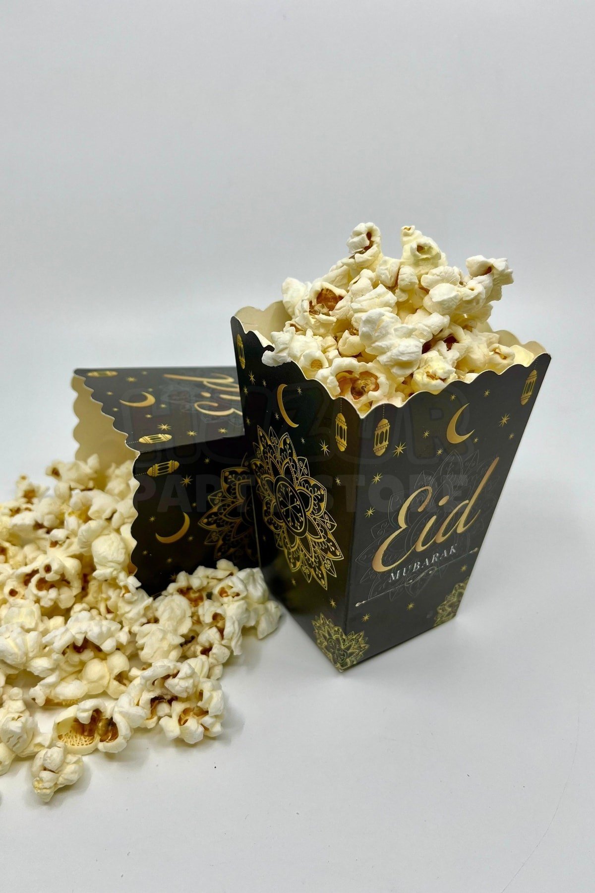 Eid Mubarak Yazılı Mısır Kutusu 8 Adet 8x12 Cm Pop Corn Darı Kabı Ramazan Bayramı Cips Kutusu Gb