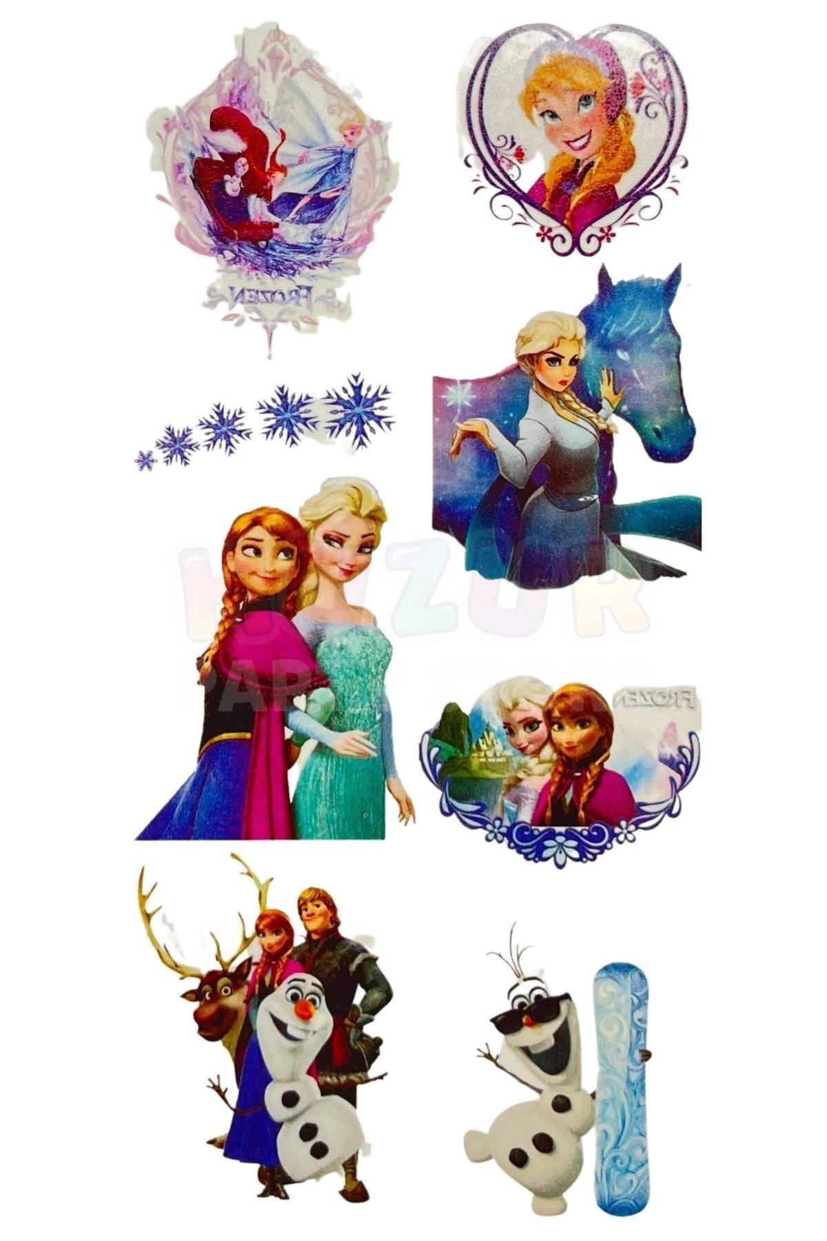 Elsa Anna 8 Adet Geçici Çocuk Dövmesi Doğum Günü Parti Renkli Tattoo Dövme Olaf Frozen Konsepti