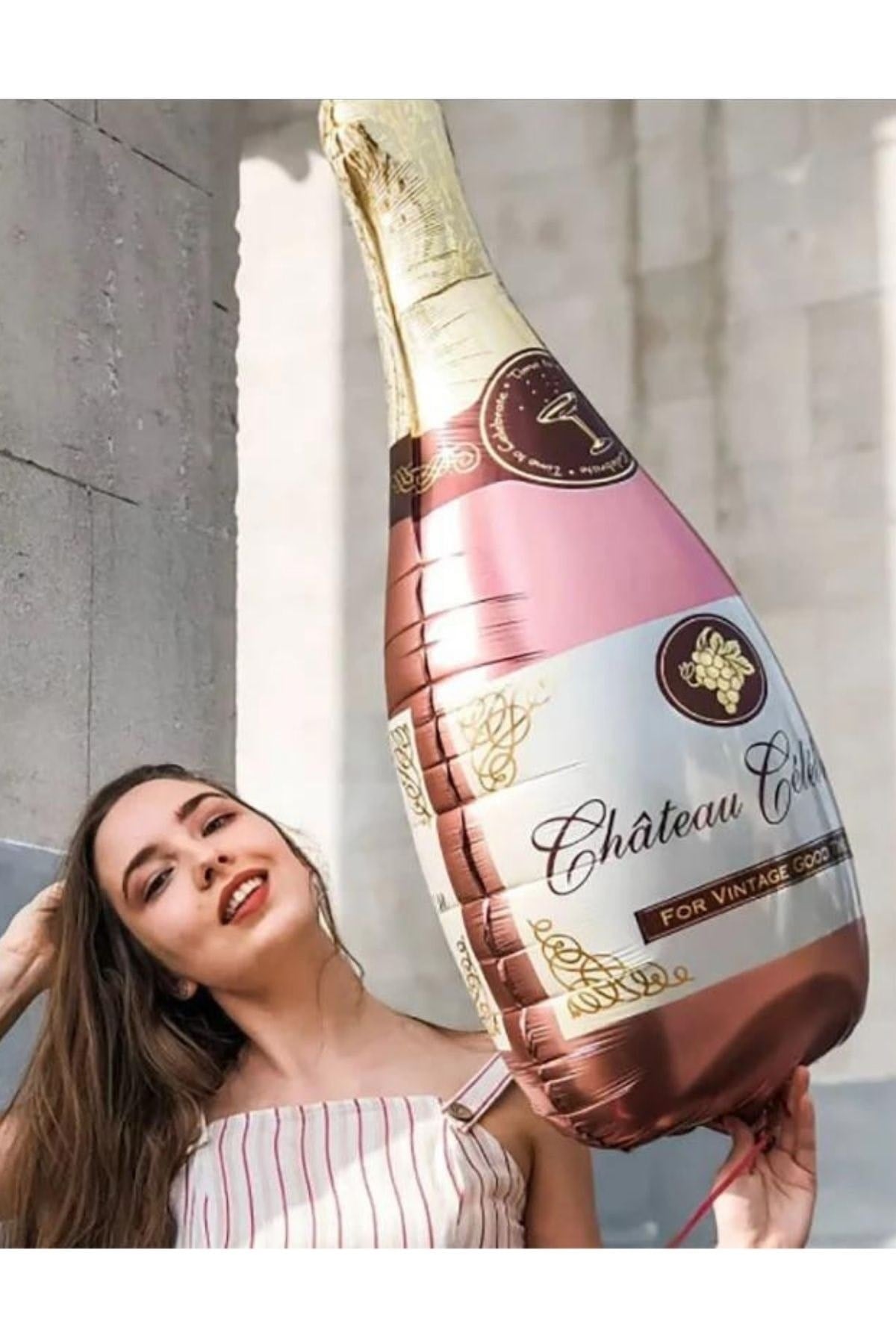 Folyo Balon Rose Gold 104x49 Cm Chateau Celebration Yazılı Bride To Be Bekarlığa Veda Parti Şişe