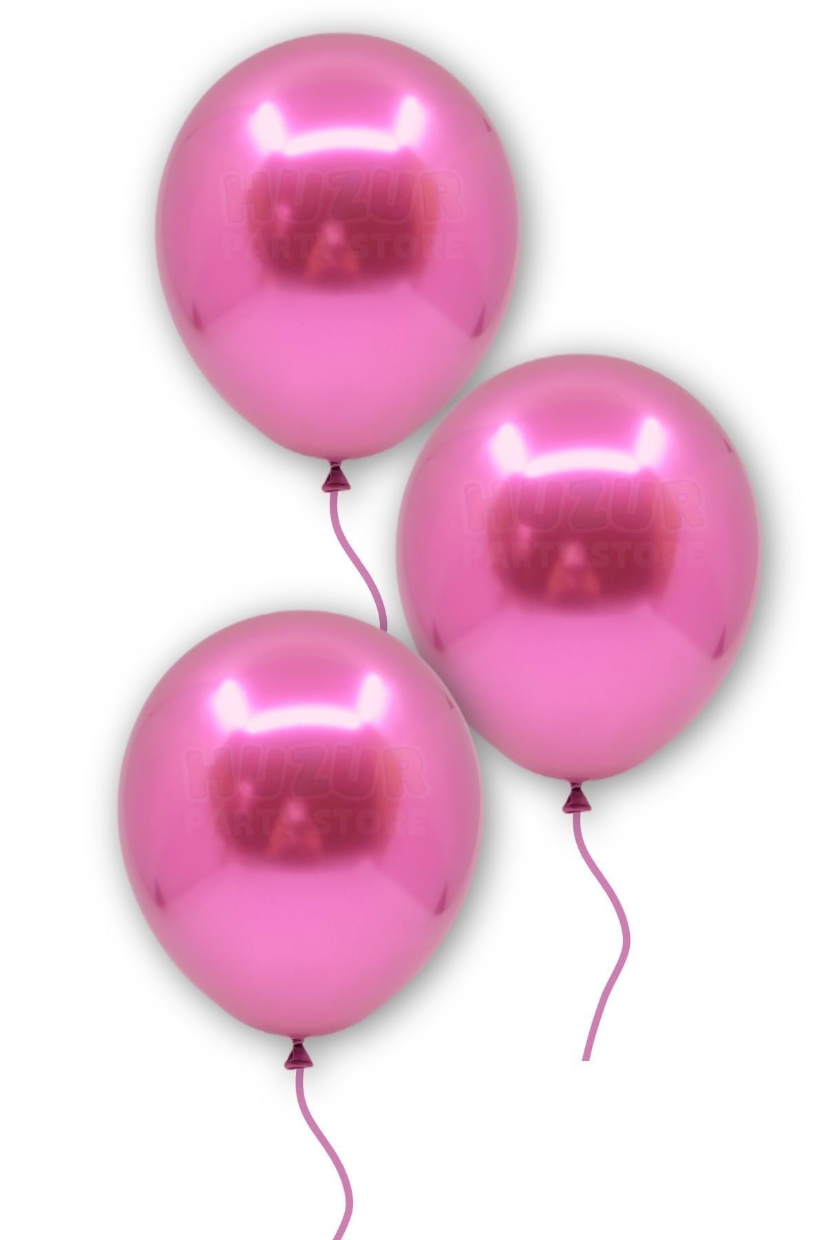 Fuşya Renkli Krom Balon 50 Adet 30 Cm Koyu Pembe Inanılmaz Parlak Rengi Canlı Doğum Günü Partisi
