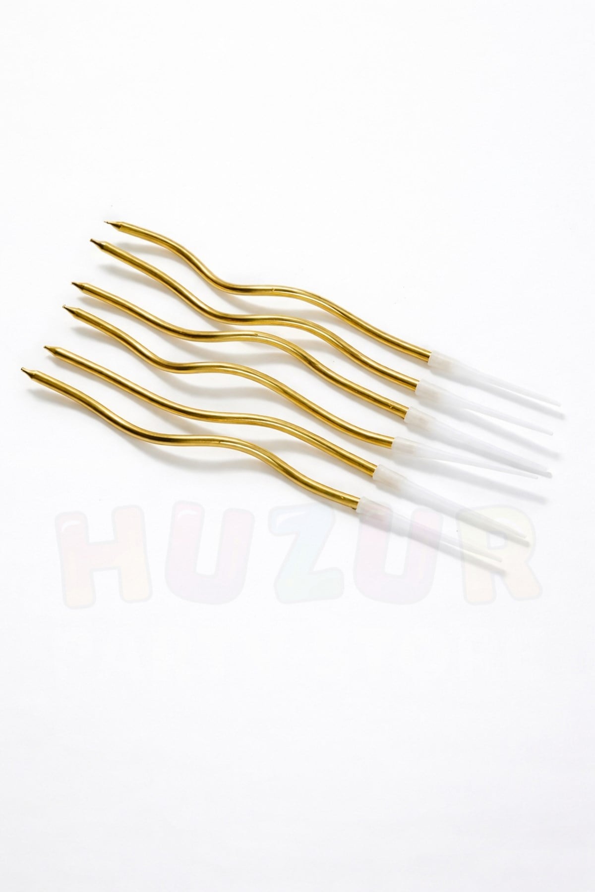Gold Kıvrımlı Pasta Mumu 6 Adet 15 cm Doğum Günü Mum Seti Kıvrımlı Altın Renk Dekoratif Parti Süsü