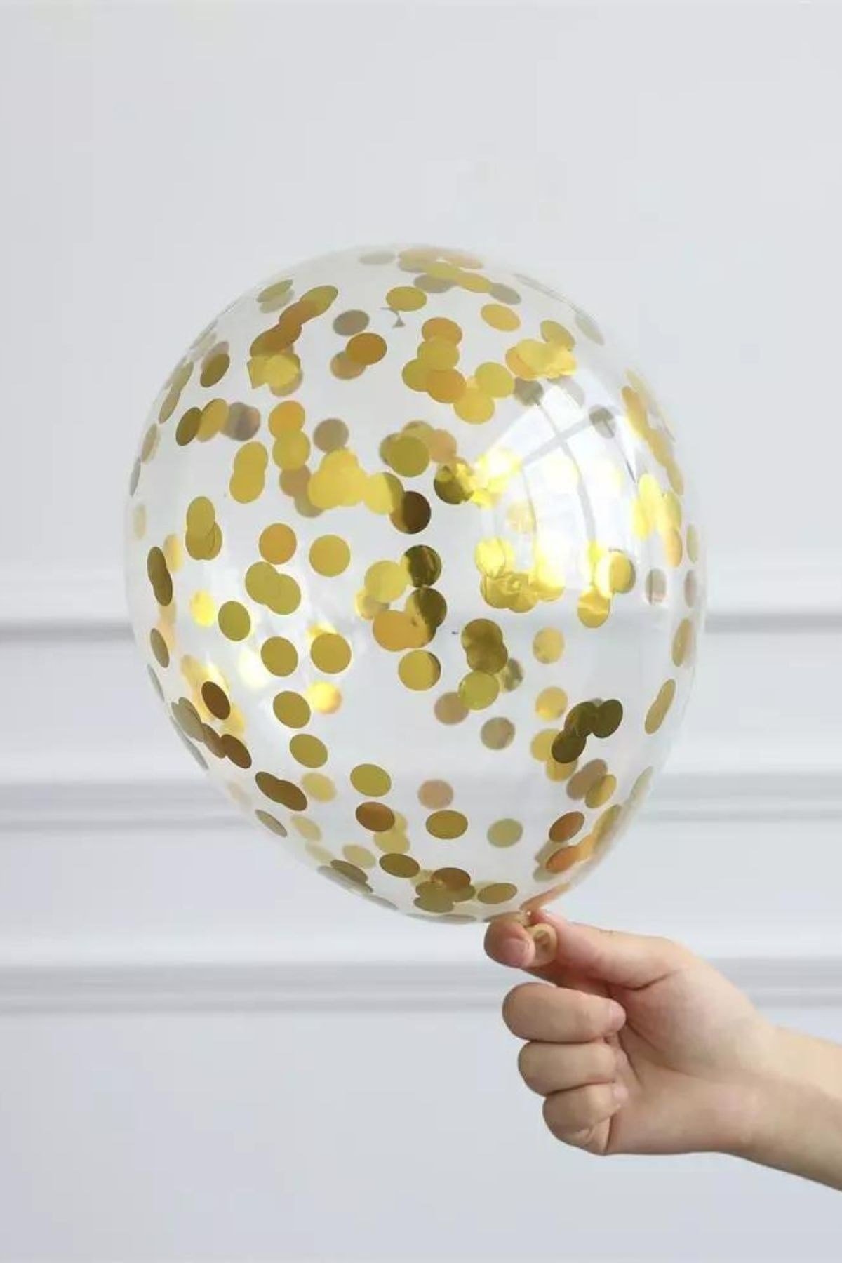 Gold Konfetili Şeffaf Balon 10 Adet 30 Cm Içi Gözüken Altın Sarısı Balon Pullu Renksiz Balon Parti