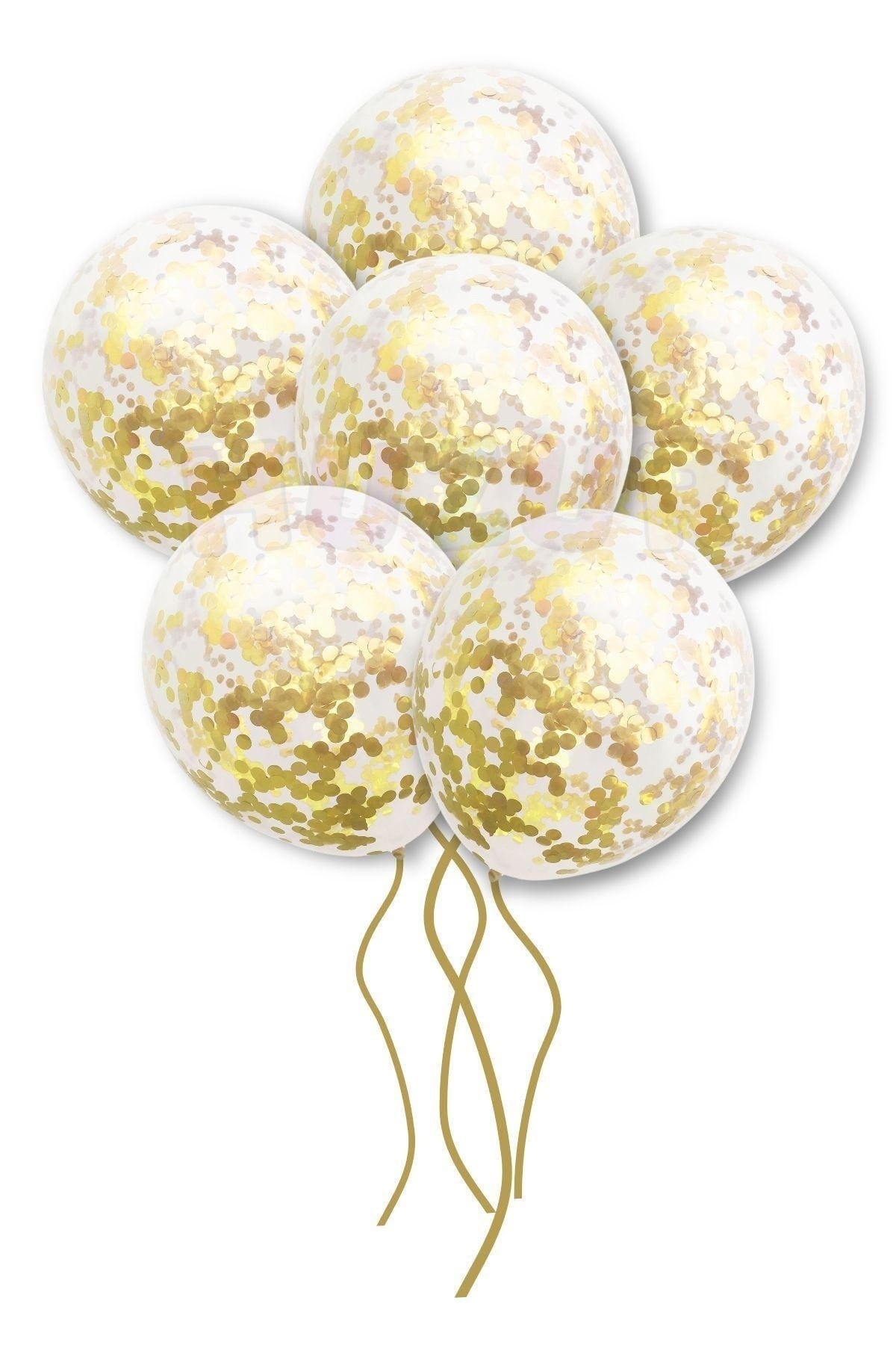 Gold Konfetili Şeffaf Ve Sarı Metalik Balon Seti 20 Adet 30 Cm Içi Gözüken Altın Sarısı Pullu Balon