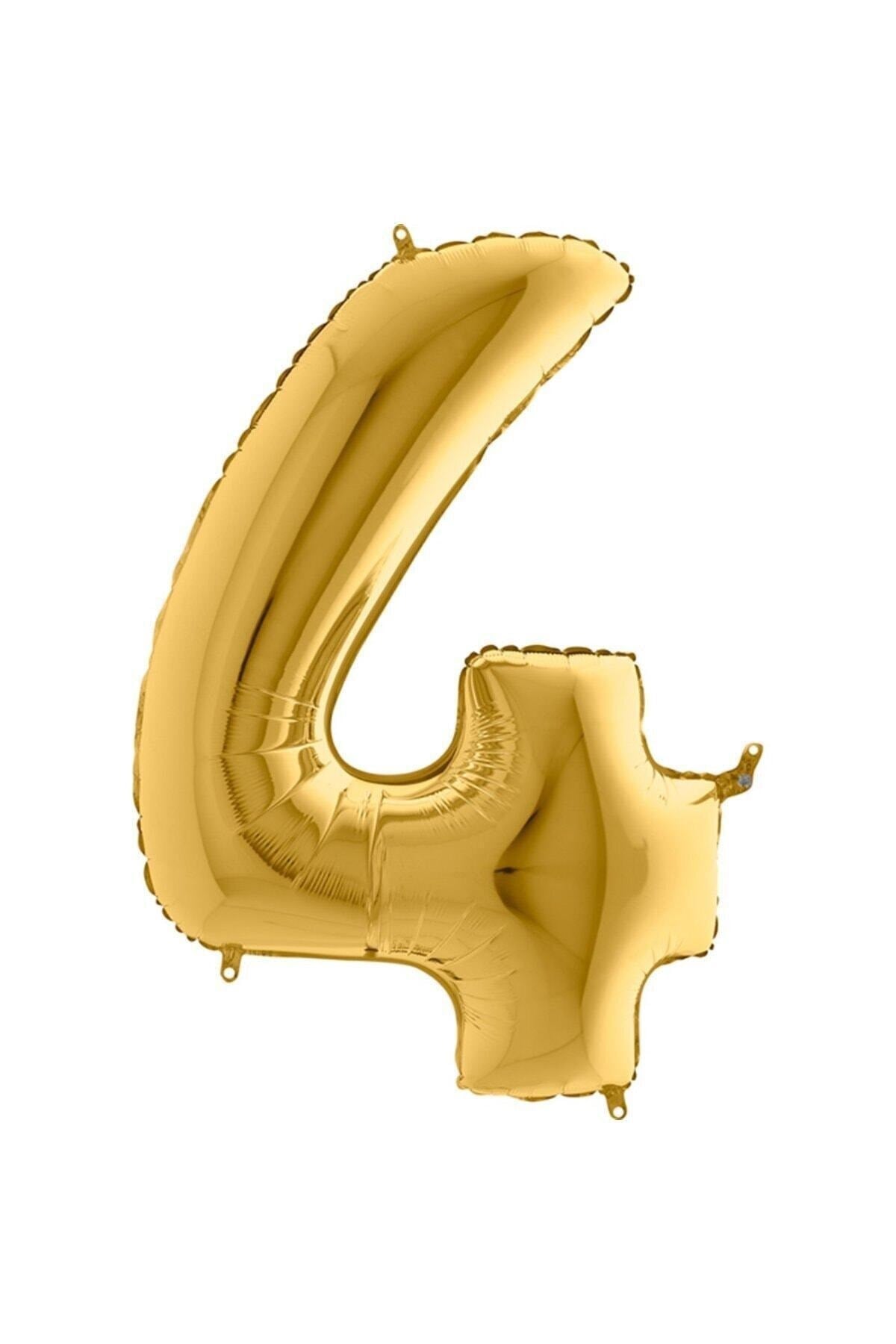 Gold Orta Boy Sarı Folyo 34 Inç Altın 4 Rakamı Balon 75 cm
