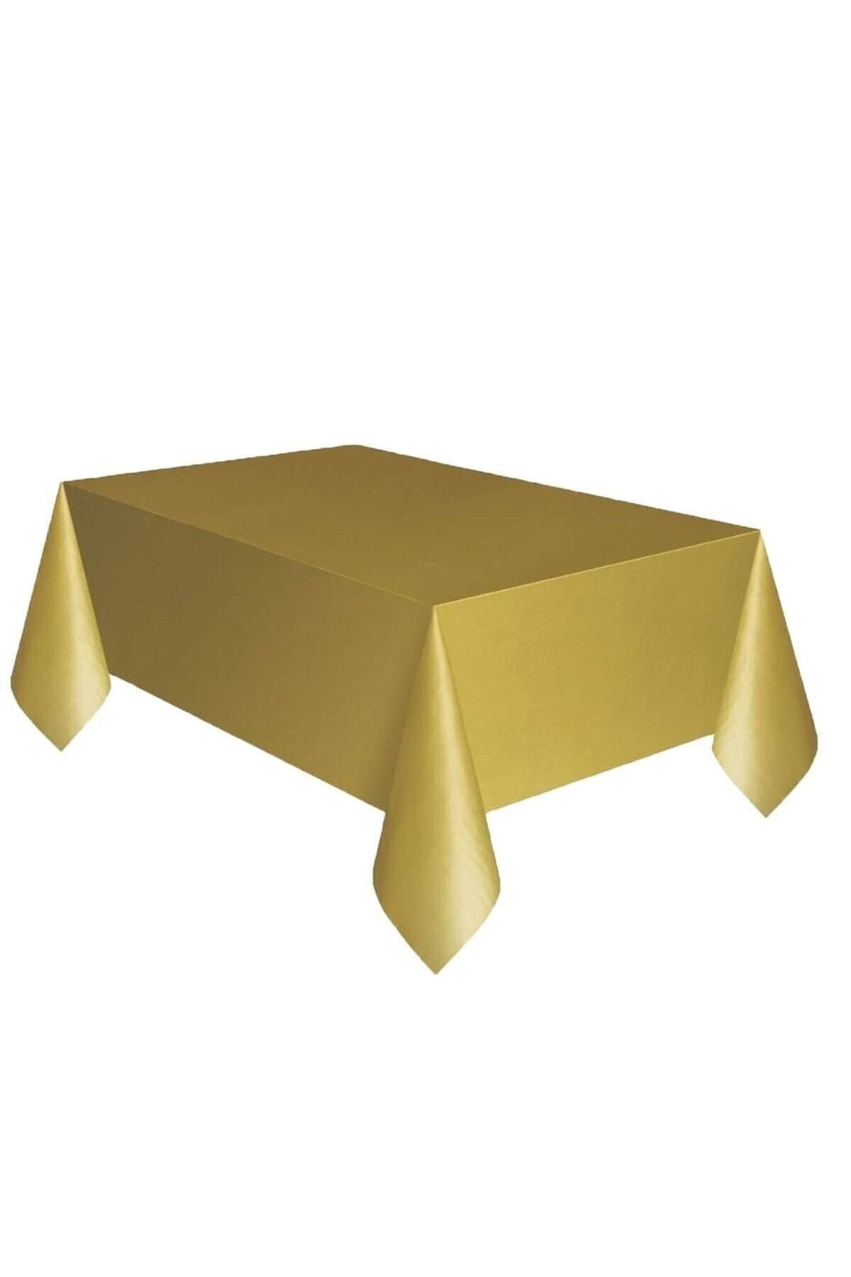 Gold Renk Kullan At 120x180 Cm Doğum Günü Partisi Için Düz Altın Rengi Plastik Masa Örtüsü