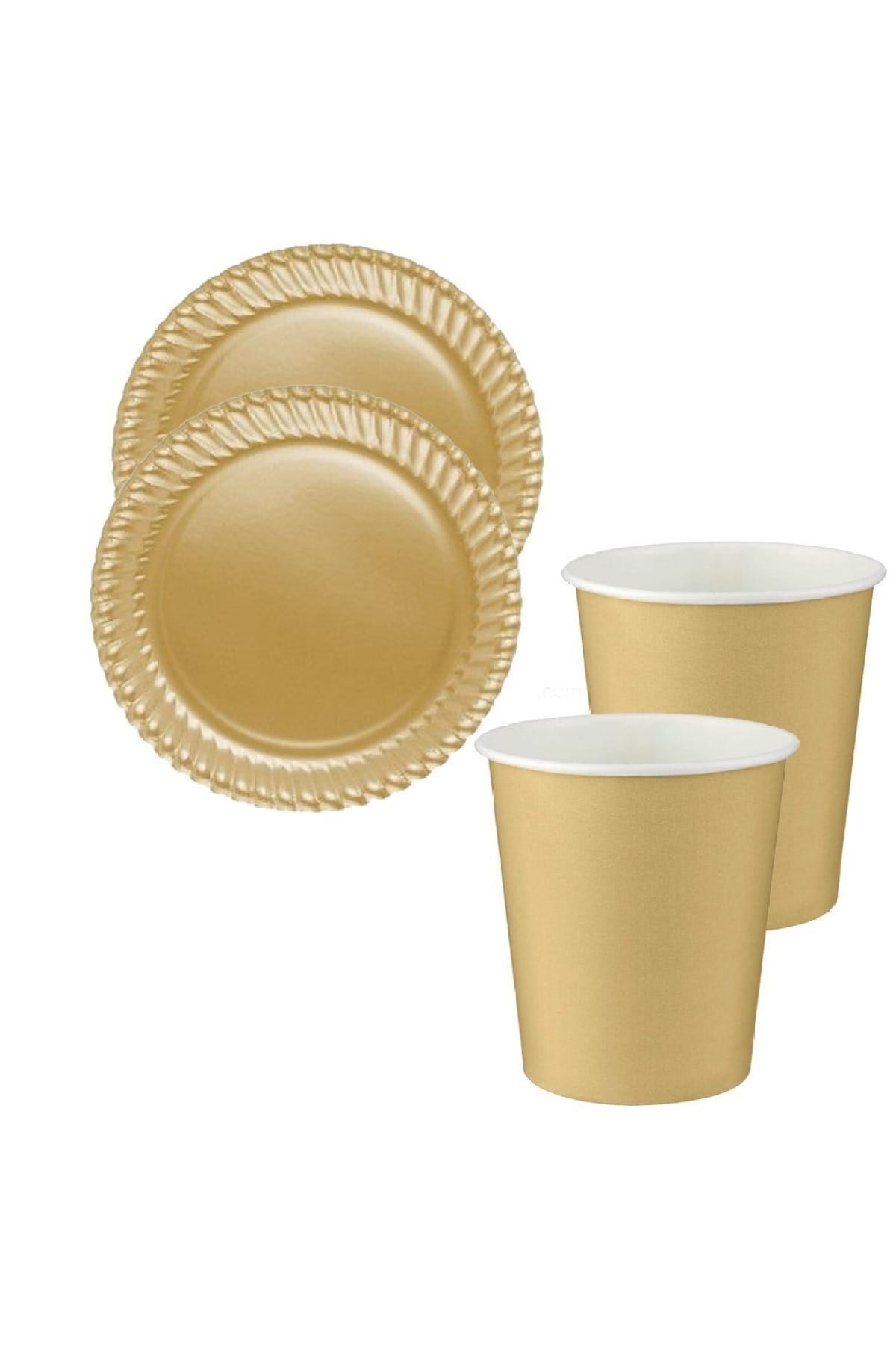 Gold Renkli Dayanıklı Kullan At 8 Er Adet 22 Cm Doğum Günü Partisi Altın Karton Tabak Ve Bardak Seti