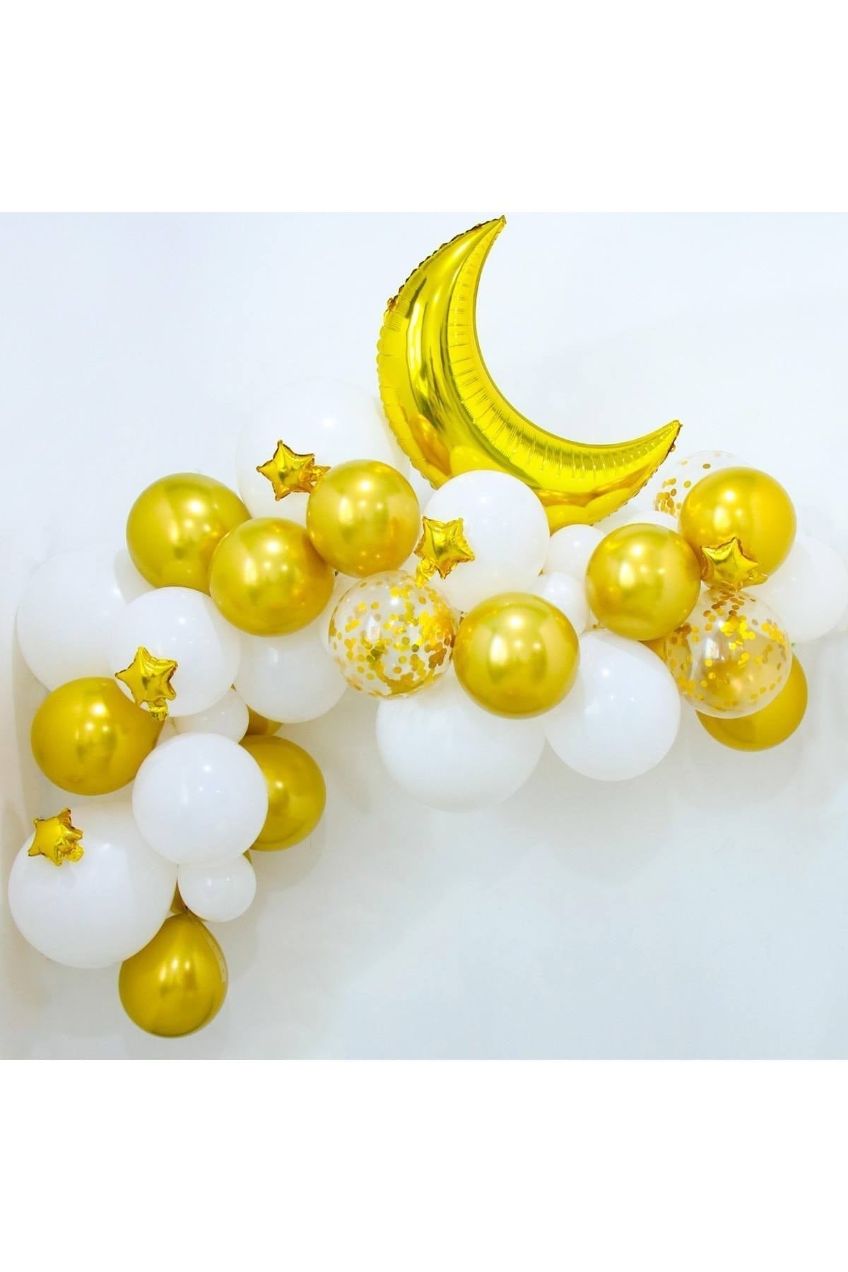 Gold Renkli Hilal Ay Folyo Balon 60 Cm Altın Sarısı Renk Ramazan Bayramı Islam Dini Konsepti 22 Süs
