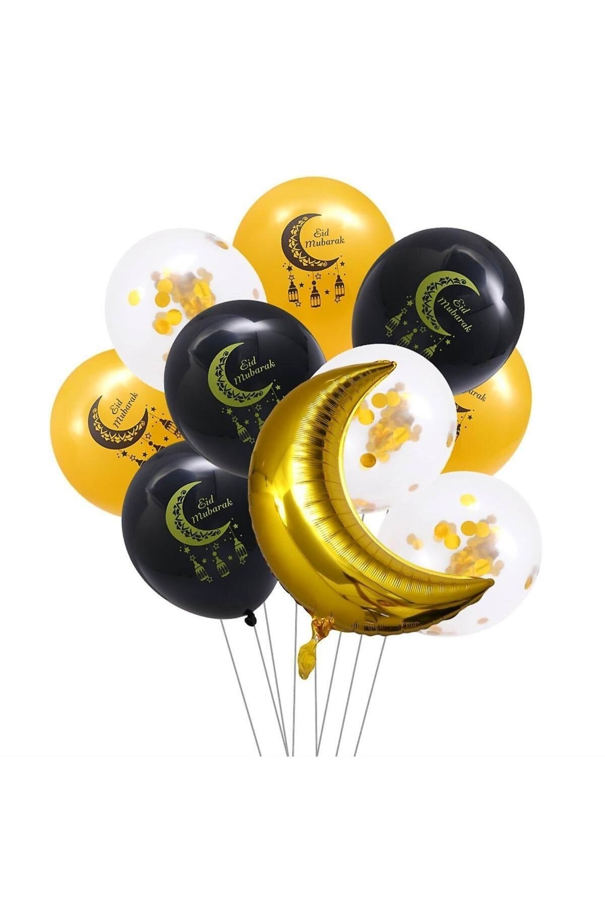 Gold Renkli Hilal Ay Folyo Balon 60 Cm Altın Sarısı Renk Ramazan Bayramı Islam Dini Konsepti 22 Süs