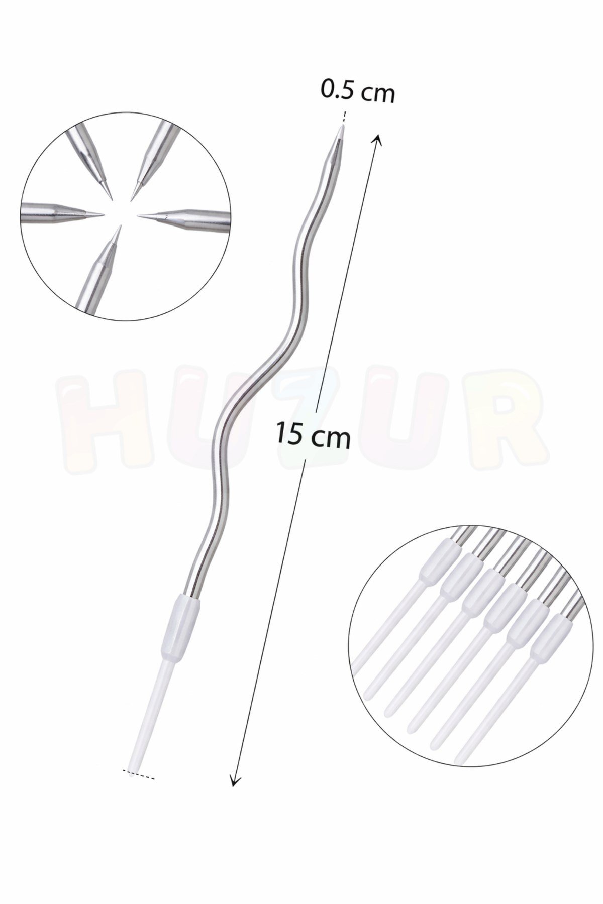 Gümüş Kıvrımlı Pasta Mumu 6 Adet 15 cm Doğum Günü Mum Seti Kıvrımlı Gri Renk Dekoratif Parti Süsü