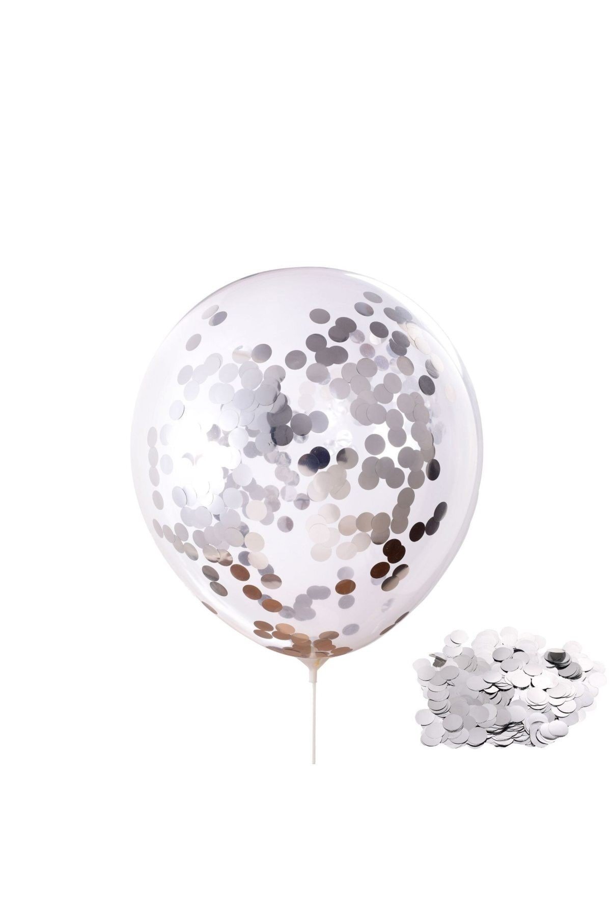 Gümüş Konfetili Şeffaf Balon 10 Adet 30 Cm Içi Gözüken Pullu Balon Gri Balon Pulu Renksiz Balon