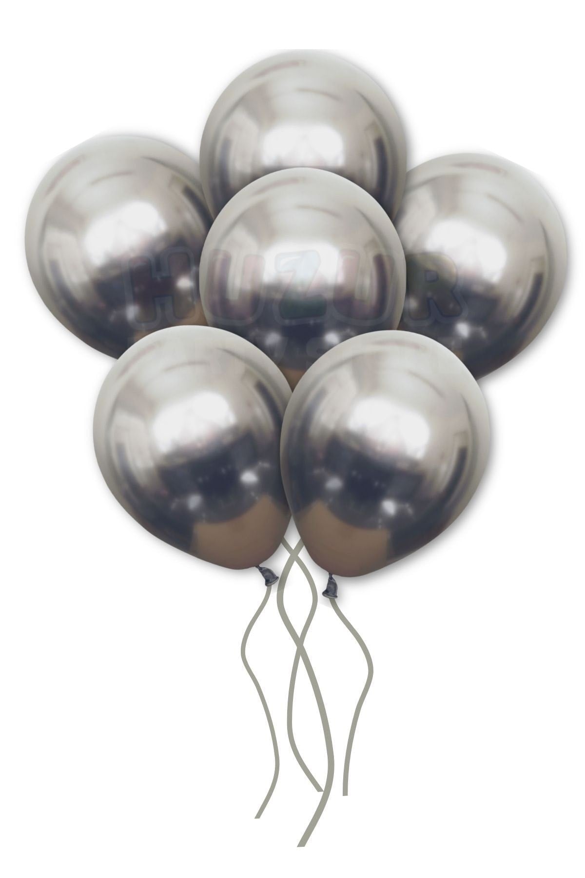 Gümüş Konfetili Şeffaf Ve Uzay Grisi Krom Balon Seti 20 Adet 30 Cm Içi Gözüken Gri Pullu Balon Pulu