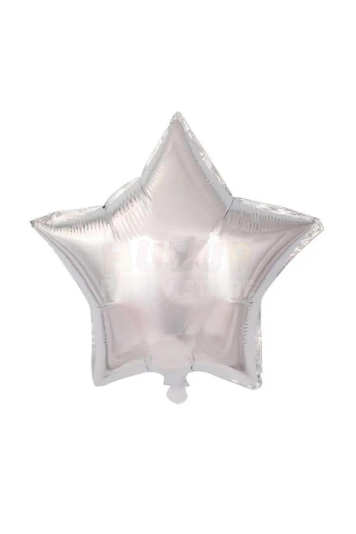 Gümüş Renk Yıldız Folyo Balon 45 Cm 18 inç Helyuma Uyumlu Gri Silver Star Parti Doğum Günü Balonu