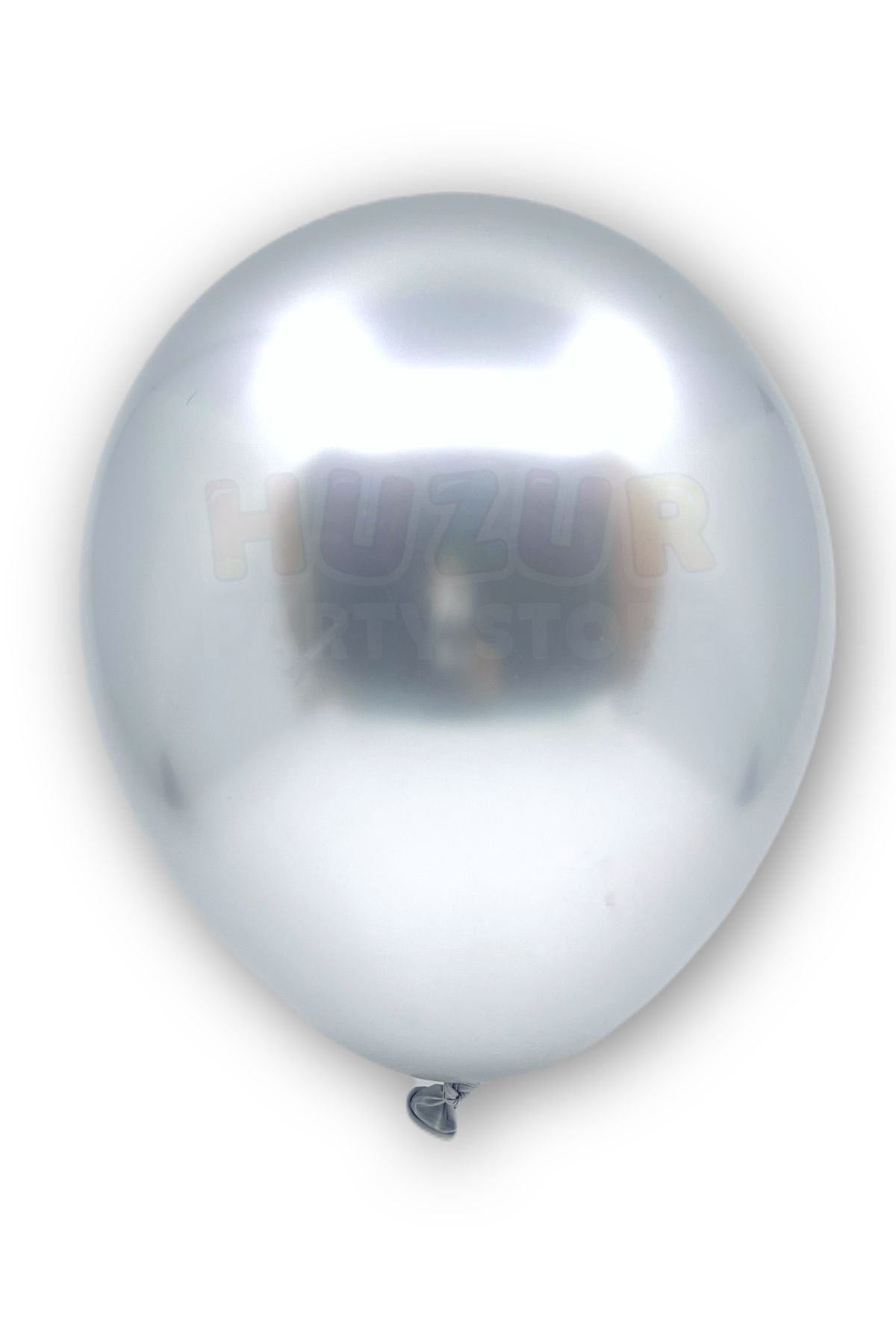 Gümüş Renkli Krom Balon 10 Adet 30 Cm Gri Silver Inanılmaz Parlak Rengi Canlı Doğum Günü Partisi