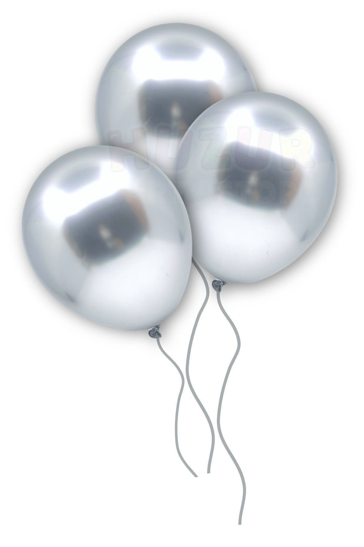 Gümüş Renkli Krom Balon 10 Adet 30 Cm Gri Silver Inanılmaz Parlak Rengi Canlı Doğum Günü Partisi