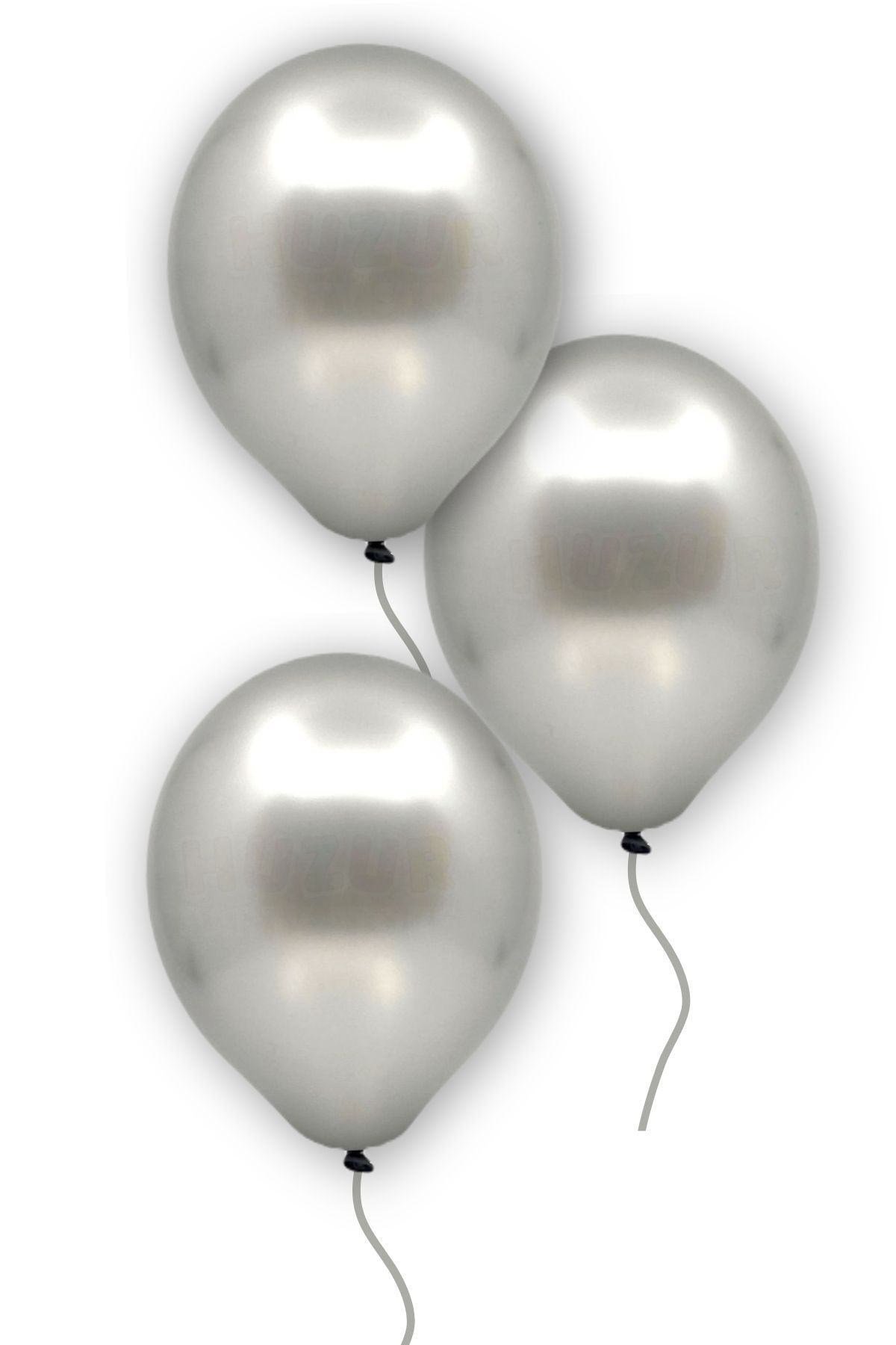 Gümüş Renkli Metalik Balon 50 Adet 30 Cm Gri Silver Lateks Parti Konsept Temalı Doğum Günü Balonu