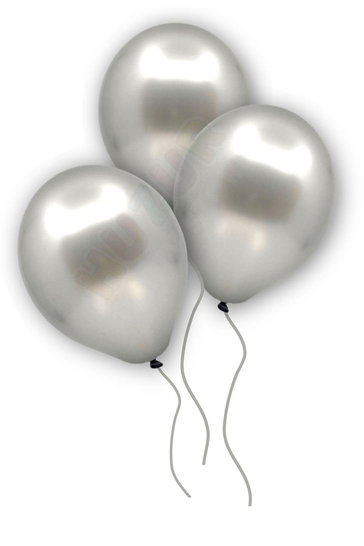 Gümüş Renkli Metalik Balon 50 Adet 30 Cm Gri Silver Lateks Parti Konsept Temalı Doğum Günü Balonu