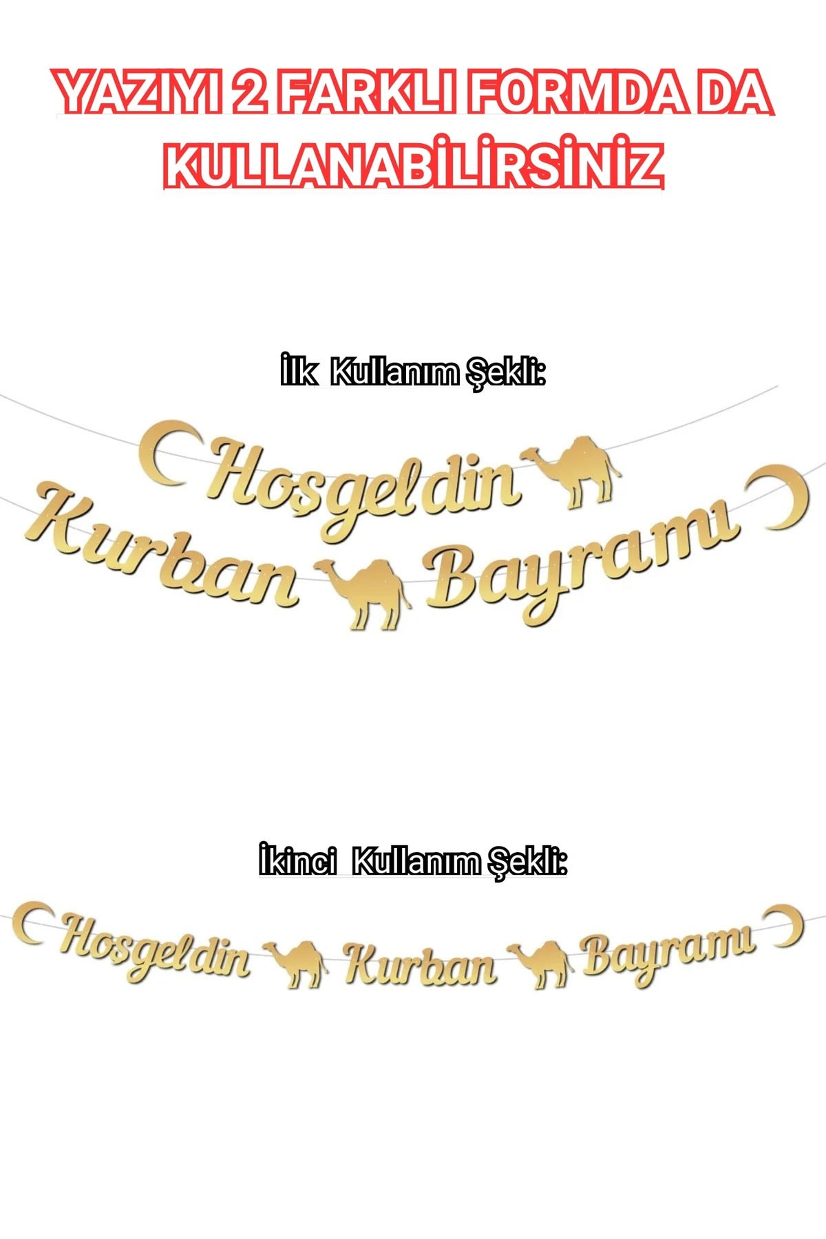 Günışığı Led Işıklı Hoşgeldin Kurban Bayramı Yazısı Ve 6 Adet Tavan Süsü Dini Süsleme Süs Seti
