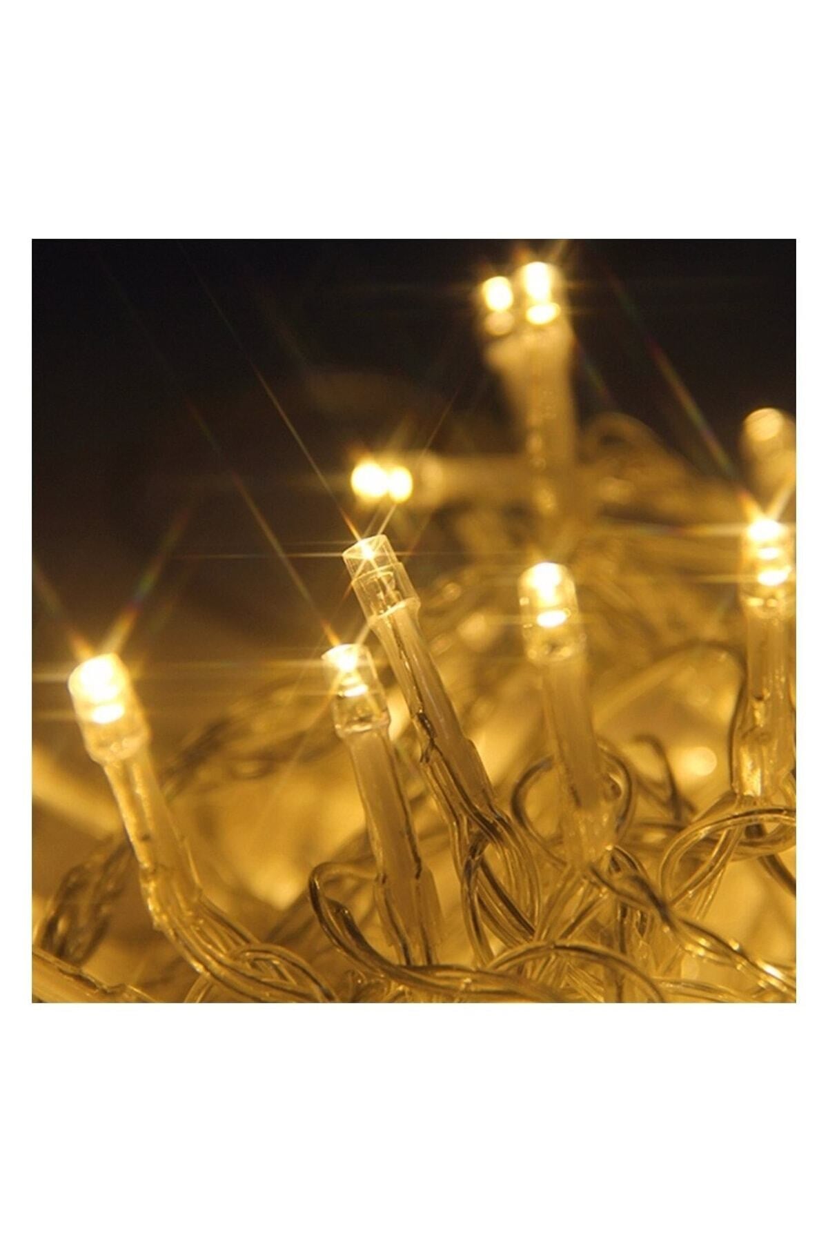 Günışığı Yılbaşı Ağacı Işığı Süsü Led 10 Metre Kablolu Fişli 100 Ledli 8 Modlu Fonksiyonlu Sarı