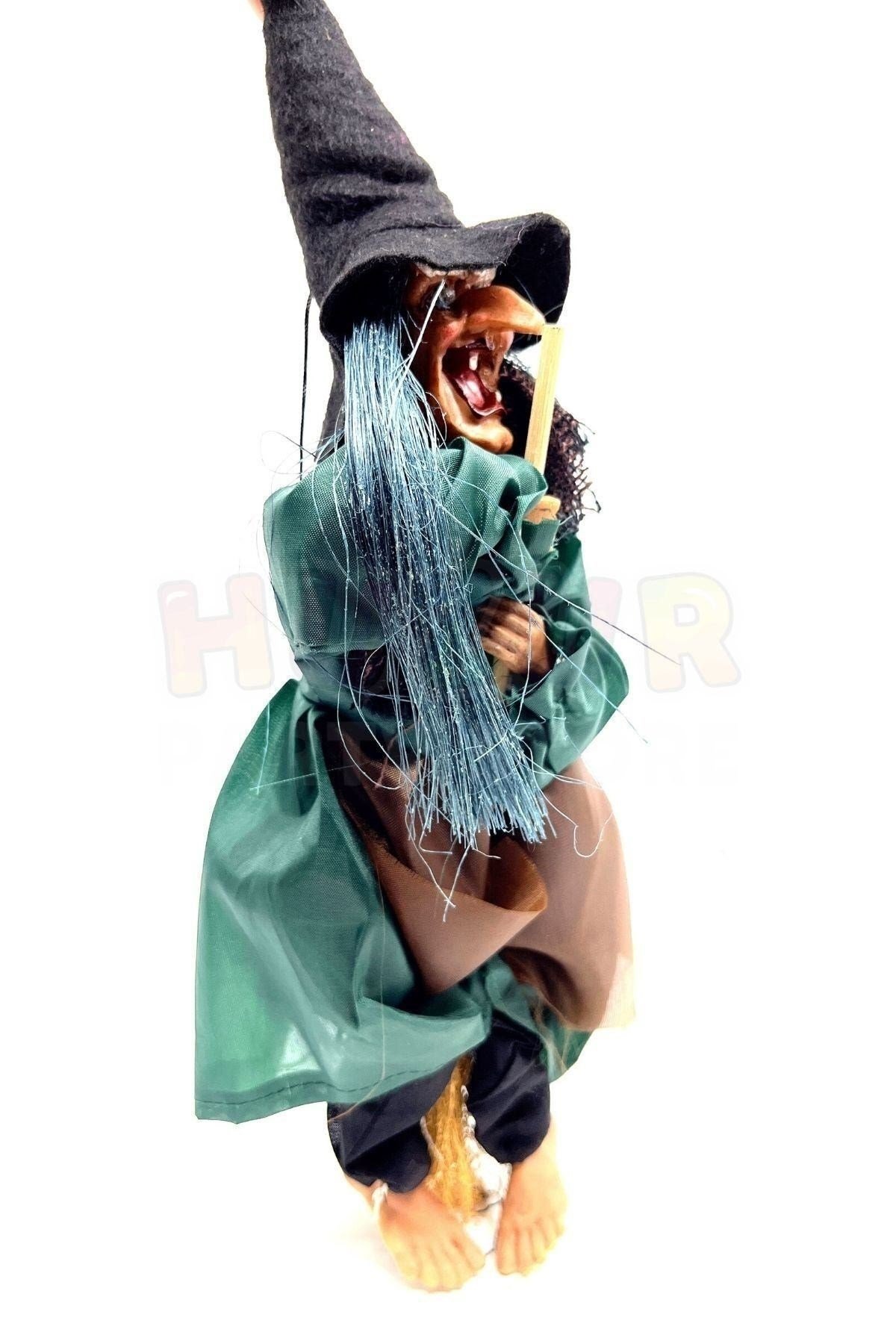 Halloween Cadı 30 Cm Cadı Gülüşü Sesi Çıkaran Gülerken Gözlerinin Işığı Yanan Cadılar Bayramı Dekoru