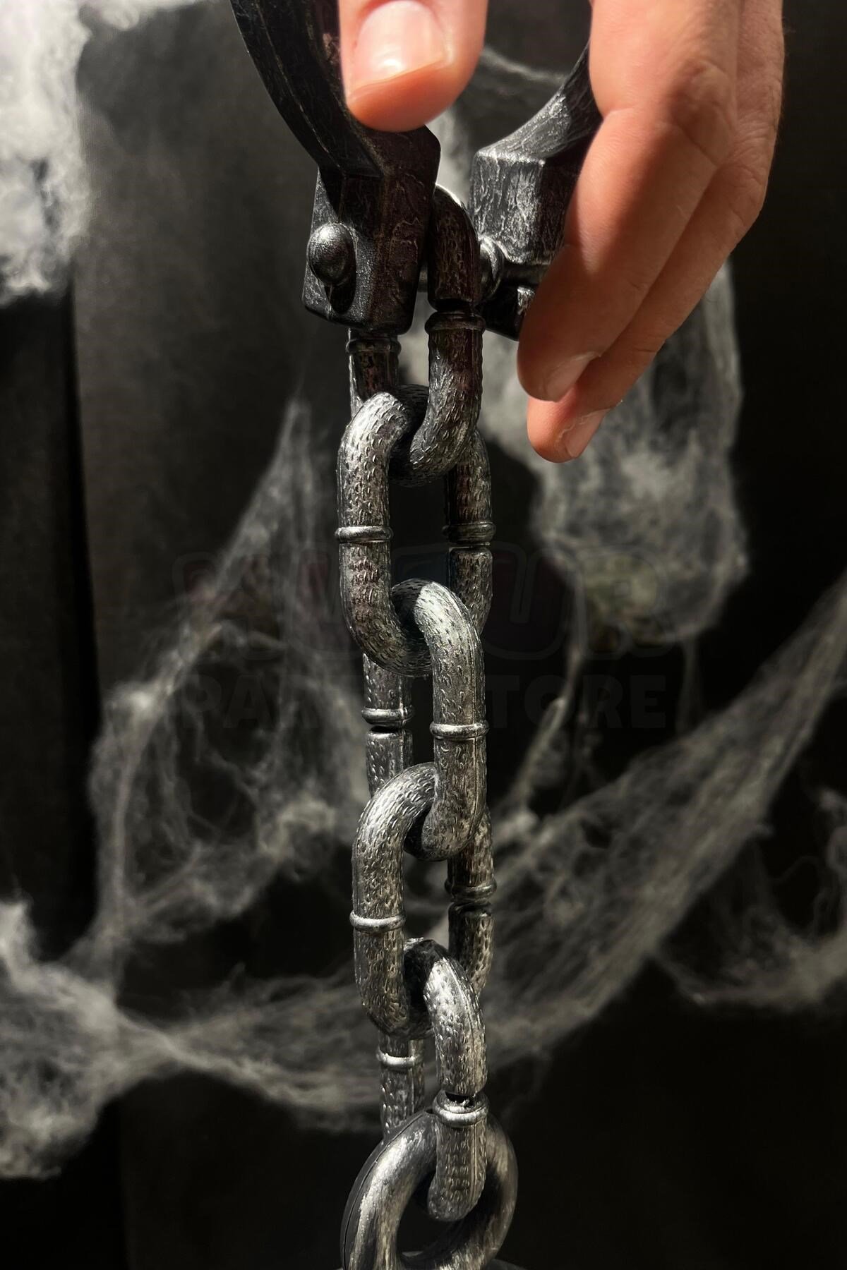 Halloween Gülle Kelepçe Cadılar Bayramı Partisi Pranga Dekoru Plastik 55 Cm Zincirli Eskitme Gümüş