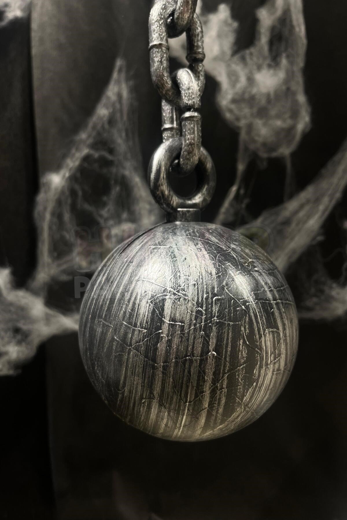 Halloween Gülle Kelepçe Cadılar Bayramı Partisi Pranga Dekoru Plastik 55 Cm Zincirli Eskitme Gümüş