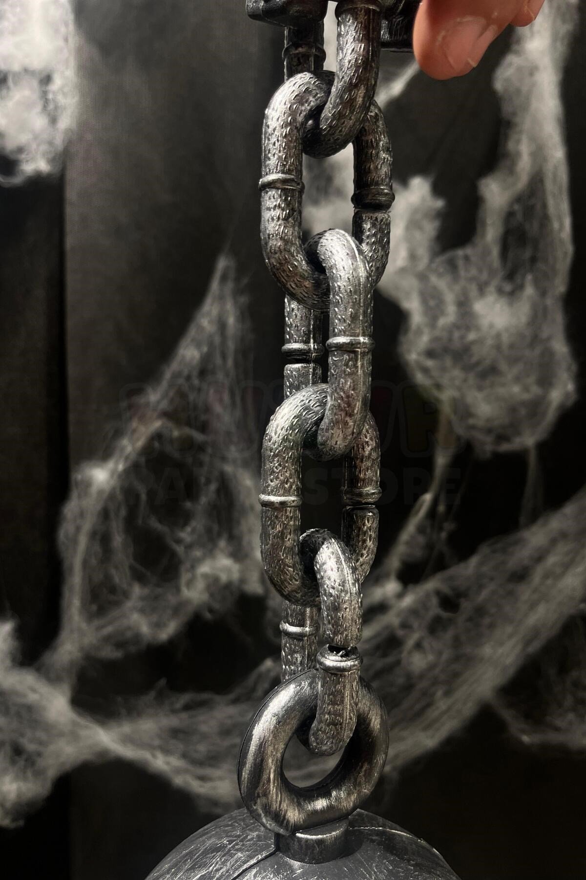 Halloween Gülle Kelepçe Cadılar Bayramı Partisi Pranga Dekoru Plastik 55 Cm Zincirli Eskitme Gümüş