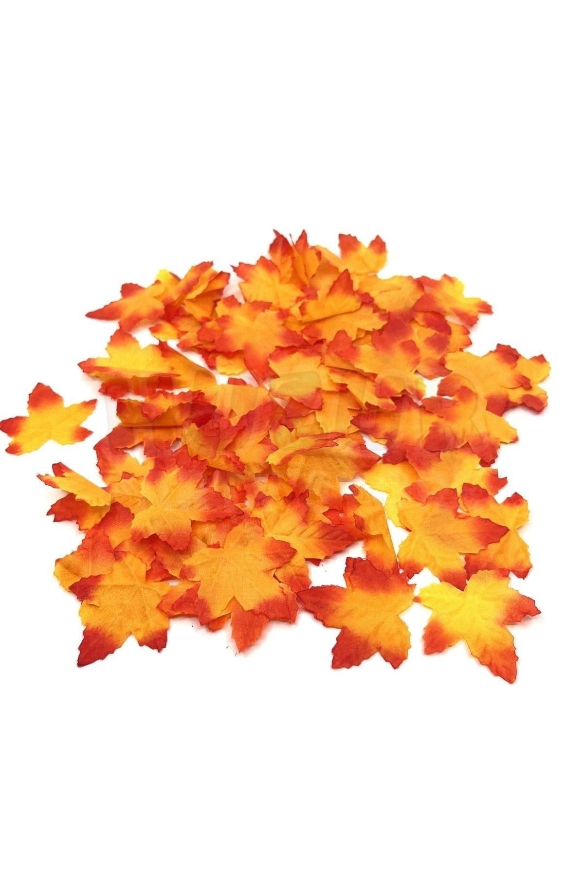 Halloween Konsepti Çınar Yaprağı Turuncu Renkli 100lü Cadılar Bayramı Ürünü 5x5 Cm Tamamlayıcı Ürün