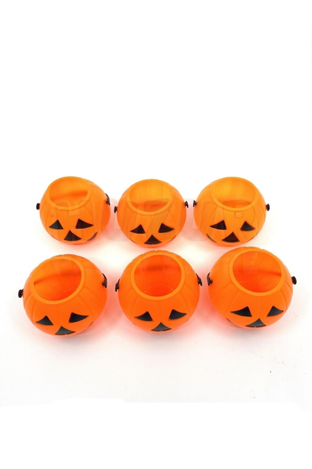 Halloween Mumluk 6lı Turuncu Renkli Tealight Pilli Pilsiz Mum Koyulabilen Dekoratif Cadılar Bayramı