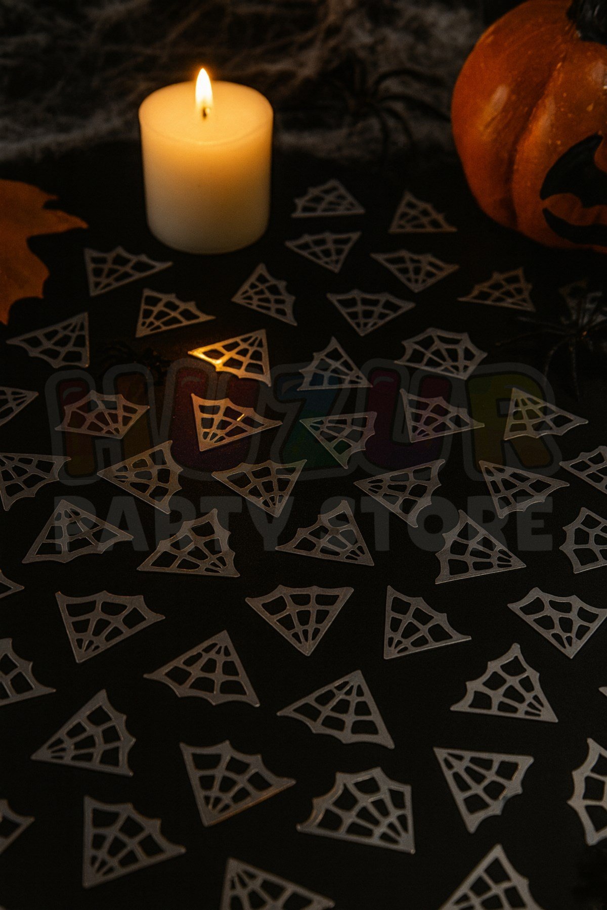 Halloween Örümcek Ağı Serpiştirmelik Masa Konfeti Hologramlı Cadılar Bayramı 2.5 Cm 85 Adet