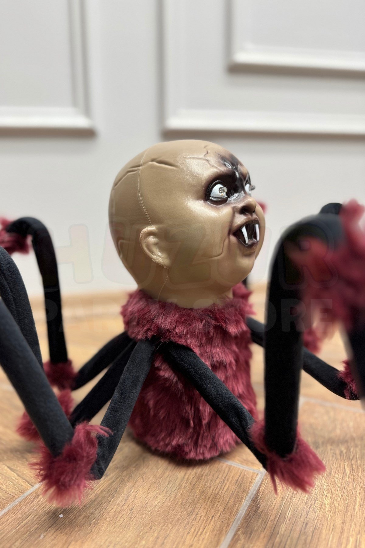 Hareket Eden Sesli Işıklı Örümcek Bebek 70 Cm Pilli Tüylü Halloween Cadılar Bayramı Sese Duyarlı