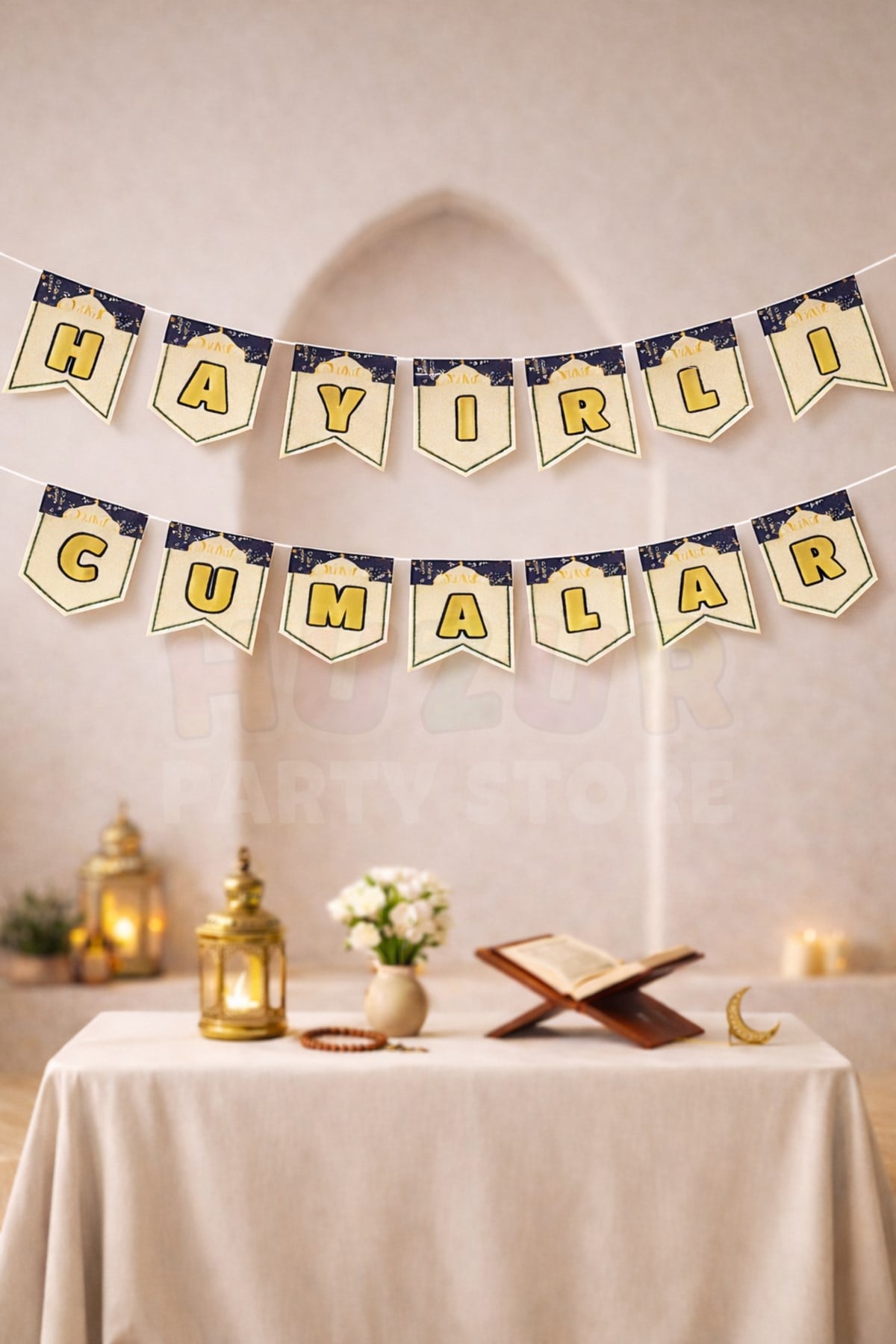 Hayırlı Cumalar Yazılı Asmalı Banner 200 Cm Cumanız Mübarek Olsun İslami Dini Süs Ramazan Cuma Dekor