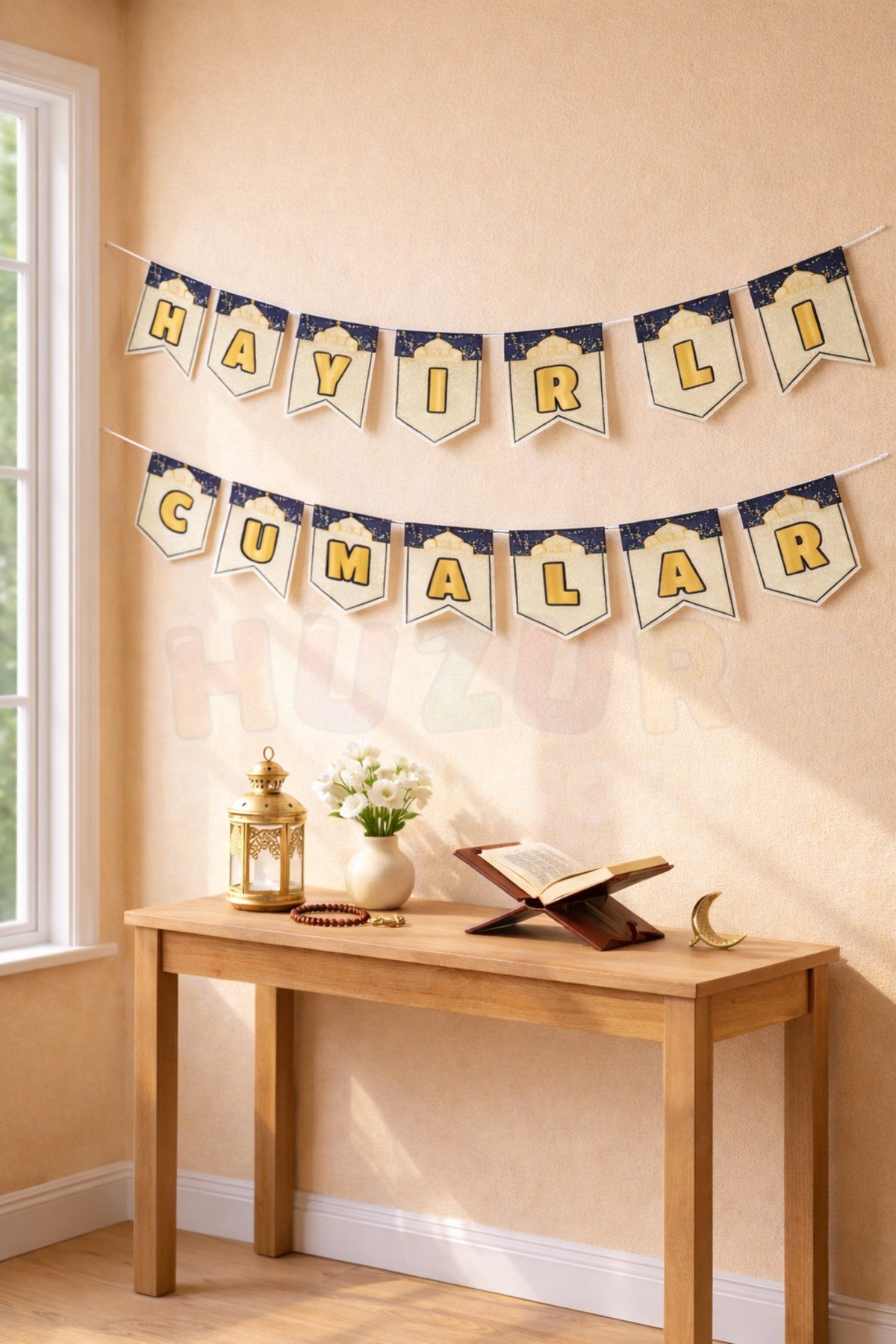 Hayırlı Cumalar Yazılı Asmalı Banner 200 Cm Cumanız Mübarek Olsun İslami Dini Süs Ramazan Cuma Dekor