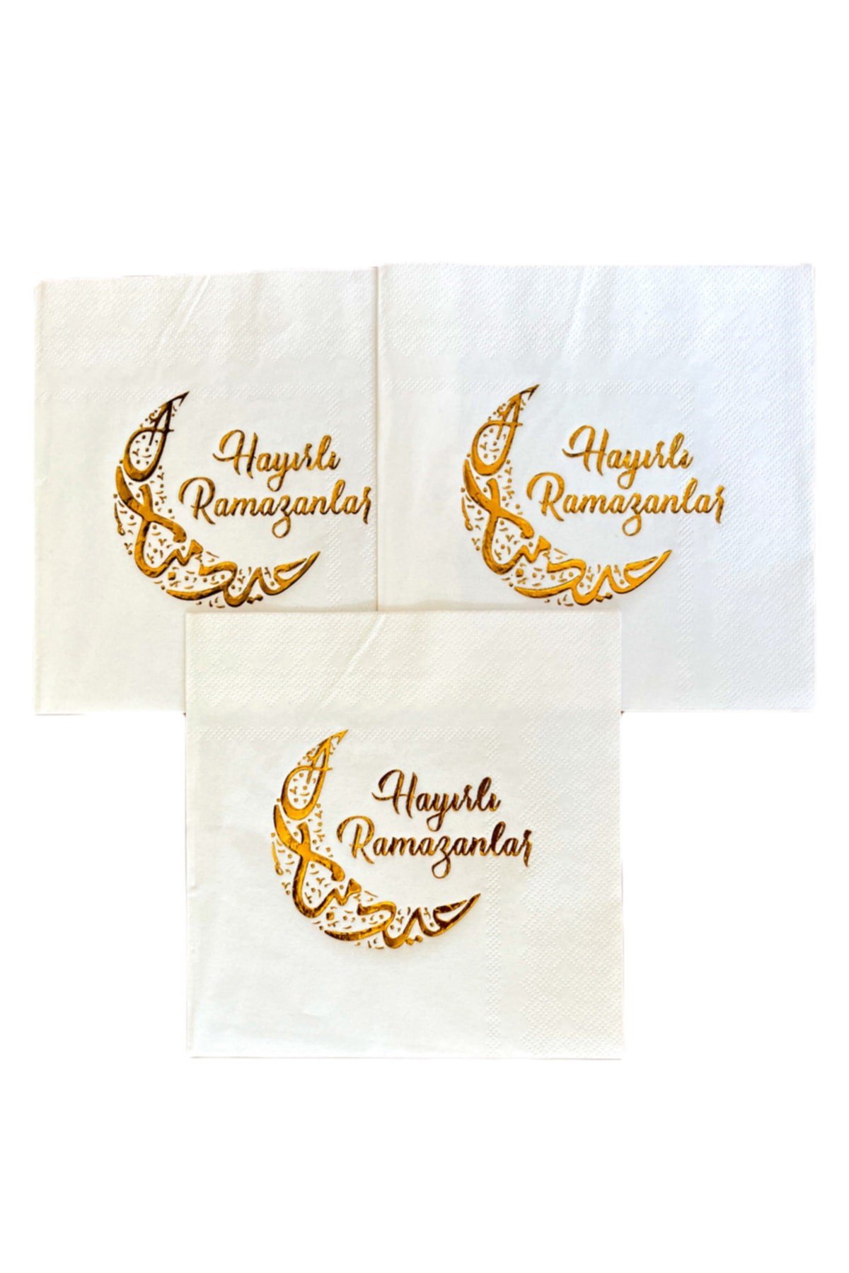 Hayırlı Ramazanlar Gold Yaldızlı Peçete 16lı 16x16 cm Altın Varaklı Ramazan Bayram Tema Dini Süsü