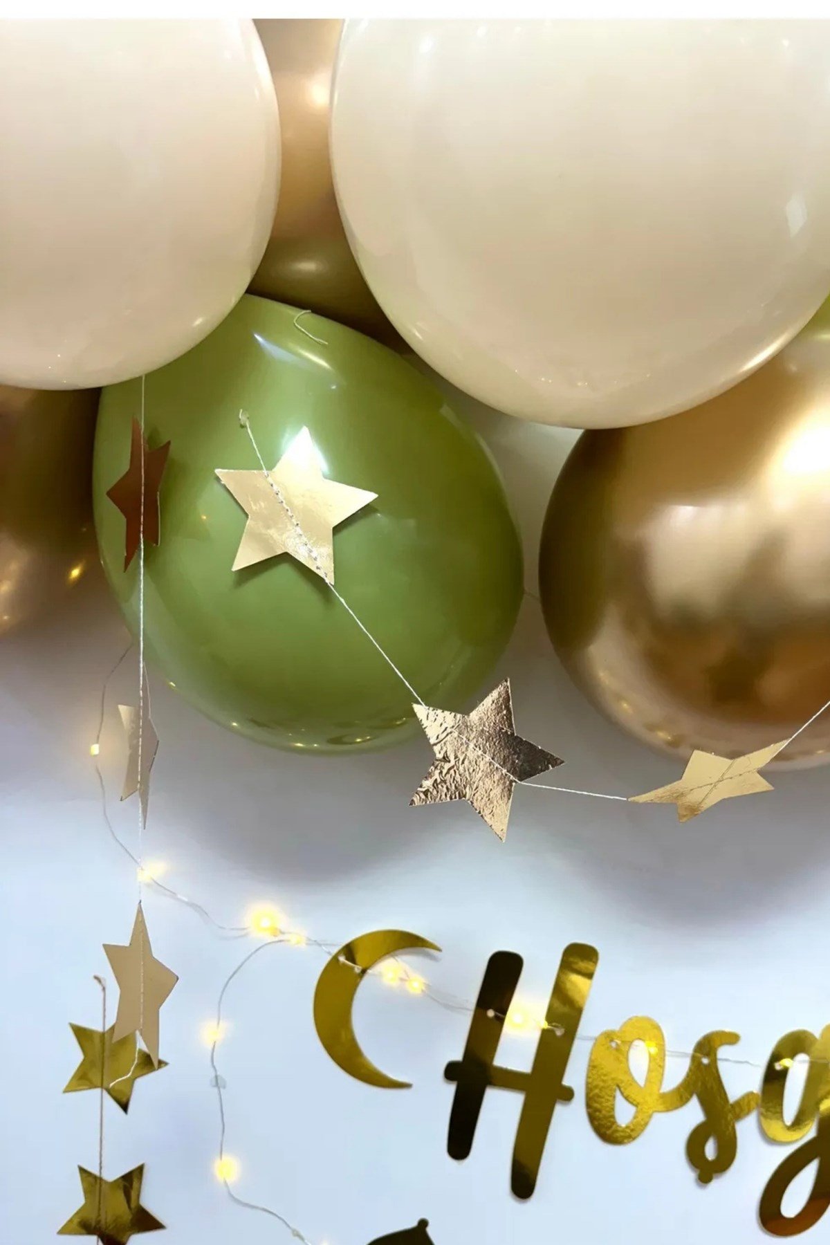 Hoşgeldin Kurban Bayramı Yazılı 17 Parça Süsleme Seti Led Işıklı Yazı Balon Zincir Yıldız Asılan Süs