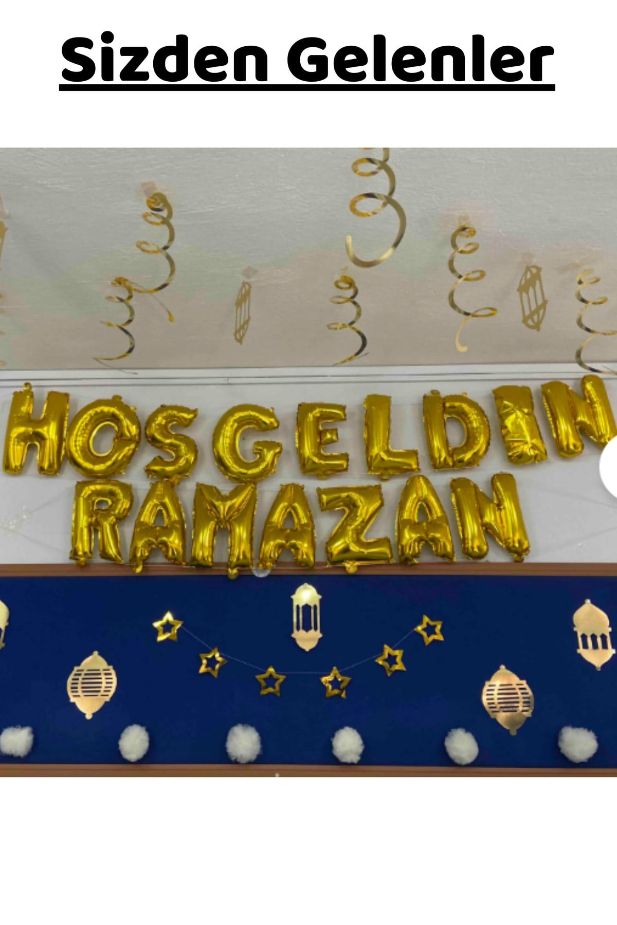 Hoşgeldin Ramazan Yazılı Gold Renkli Folyo Balon Altın Sarısı Renginde Bayram Temalı Dini Süsü
