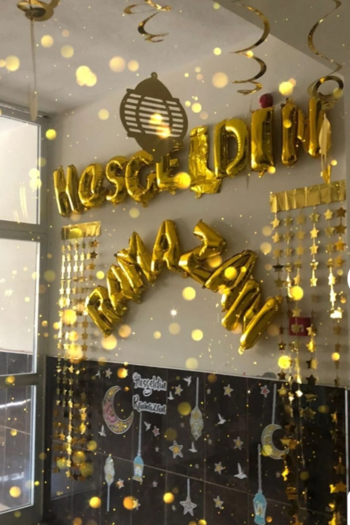 Hoşgeldin Ramazan Yazılı Gold Renkli Folyo Balon Altın Sarısı Renginde Bayram Temalı Dini Süsü