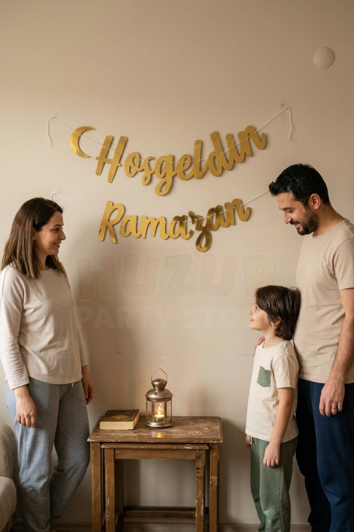 Hoşgeldin Ramazan Yazılı Kaligrafi Banner Gold Renkli 200x30 Cm Ramazan Bayramı Altın Renginde Süs