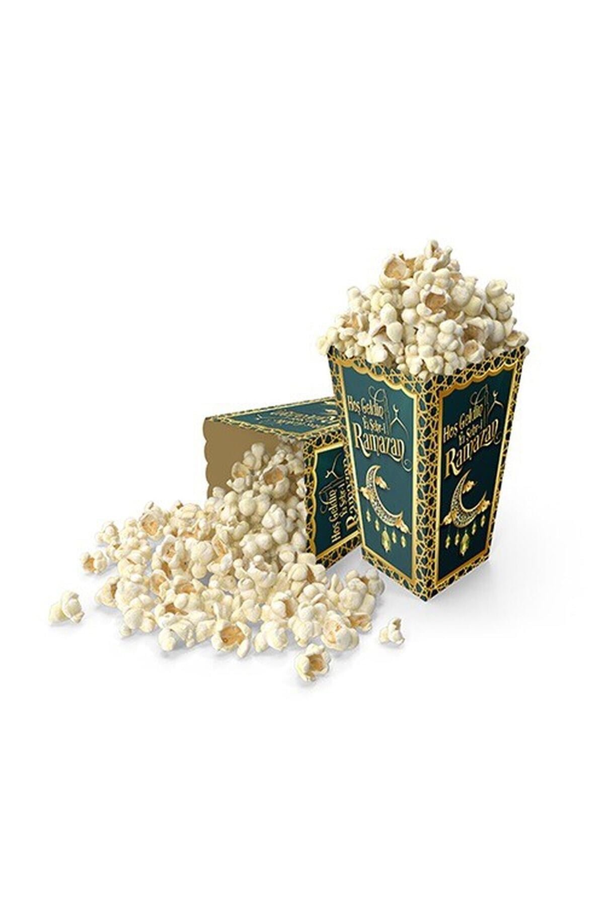 Hoşgeldin Ya Şehr-i Ramazan Yazılı Mısır Kutusu 8 Adet 8x12 Cm Pop Corn Darı Kabı Cips Kutusu