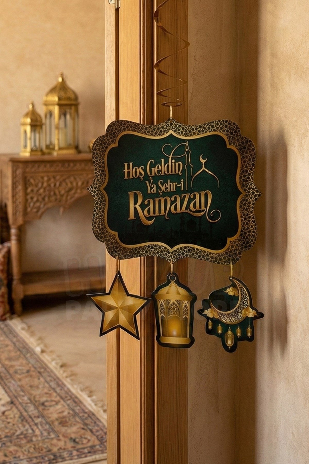 Hoşgeldin Ya Şehri Ramazan Yazılı Asmalı Tavan Sarkıt Süsü Ramazan Bayramı 130x33 Cm Islami Din Süsü
