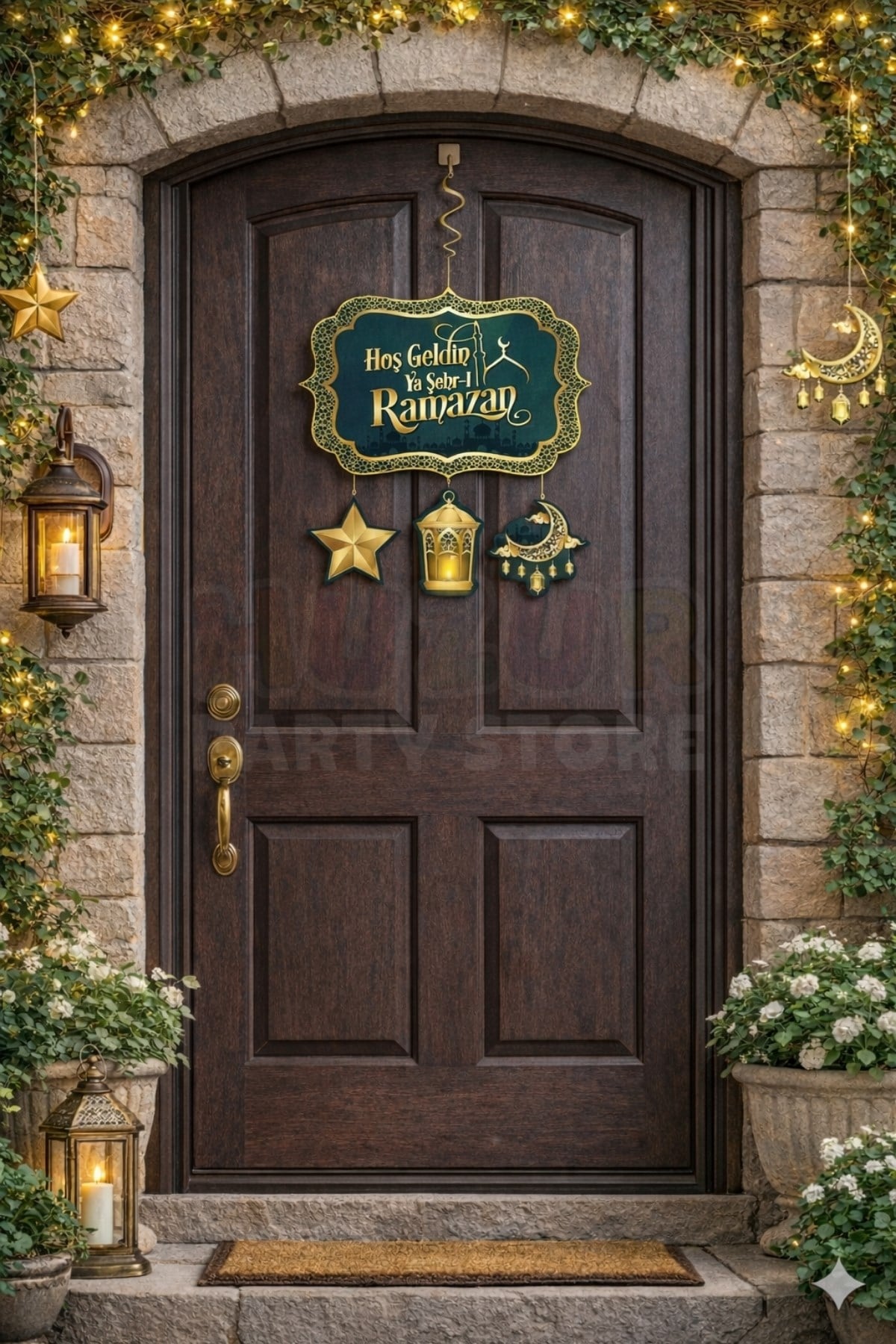 Hoşgeldin Ya Şehri Ramazan Yazılı Asmalı Tavan Sarkıt Süsü Ramazan Bayramı 130x33 Cm Islami Din Süsü